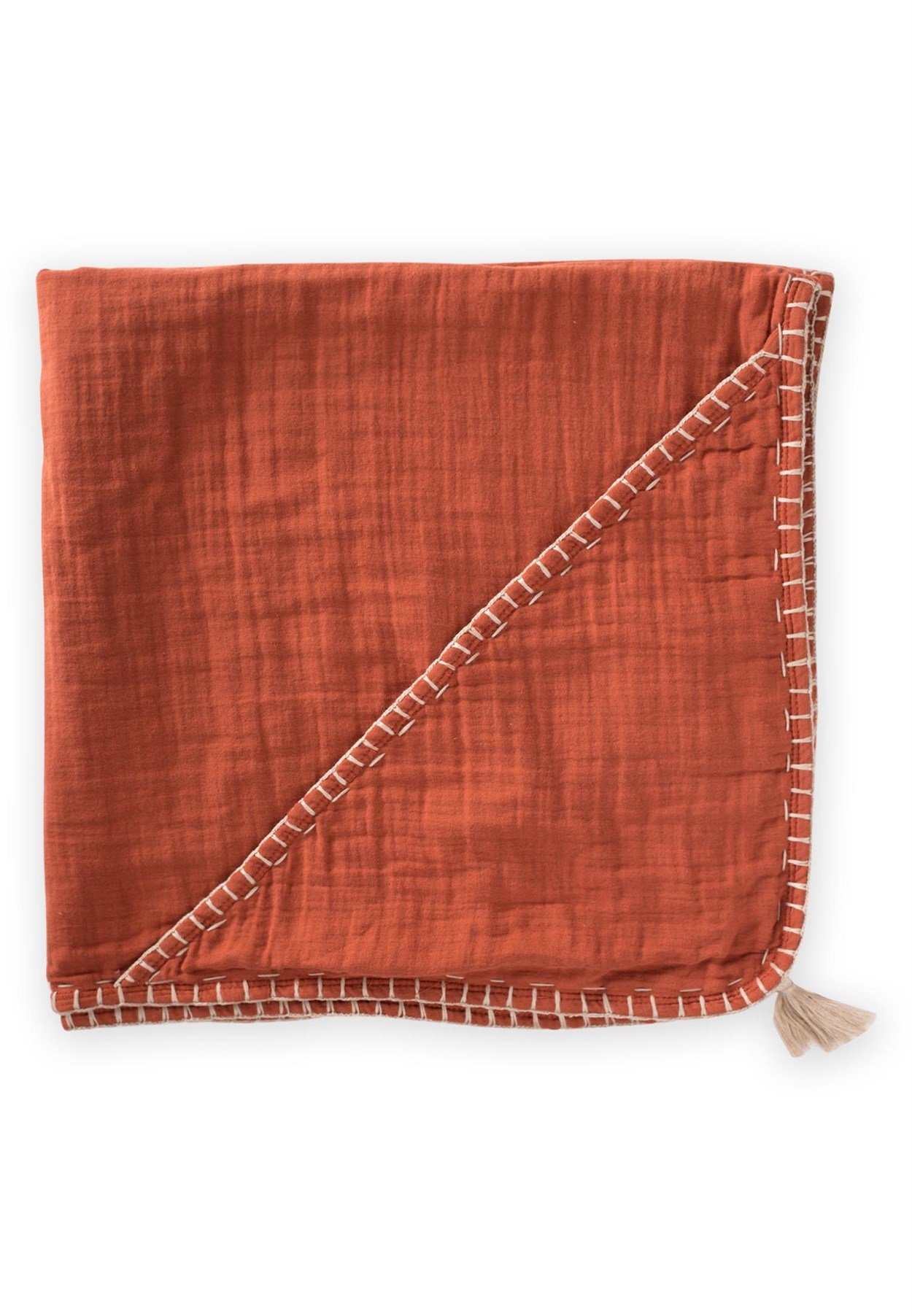 CigitÇift Kat El İşi Müslin Üçgen Havlu (Yıkanmıştır) 75X75 cm RUST