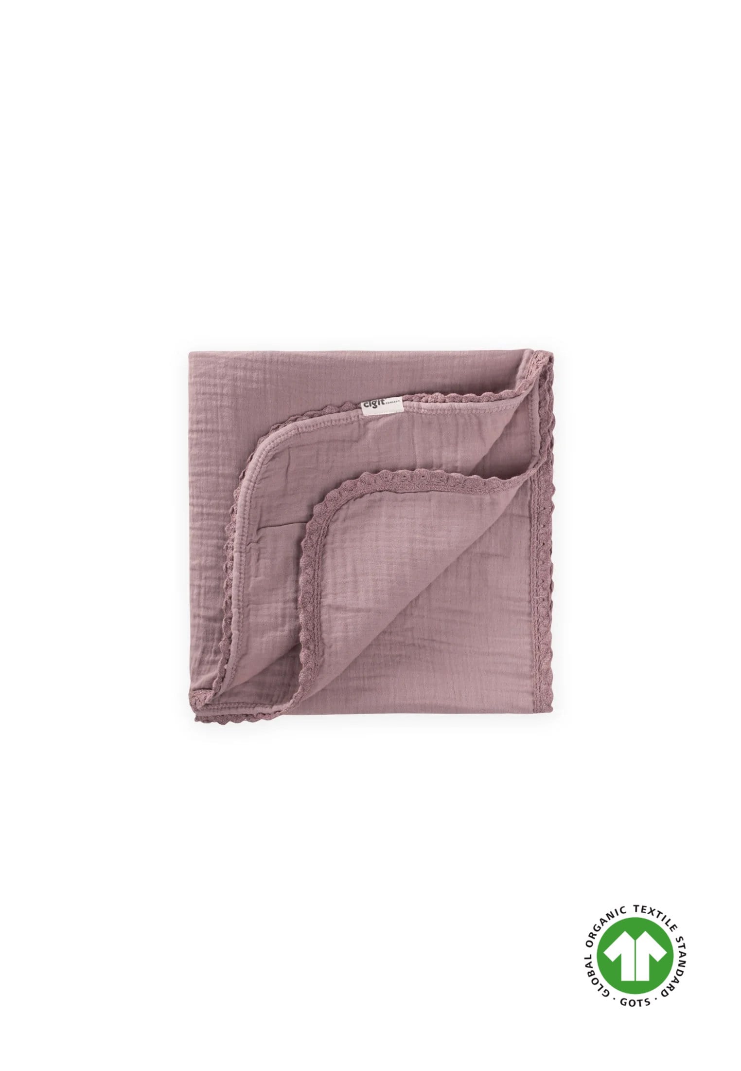 CigitÇiftkat Ponpon Şeritli Müslin Bebek Battaniyesi100X100 cm +/- 3 cm Bakır
