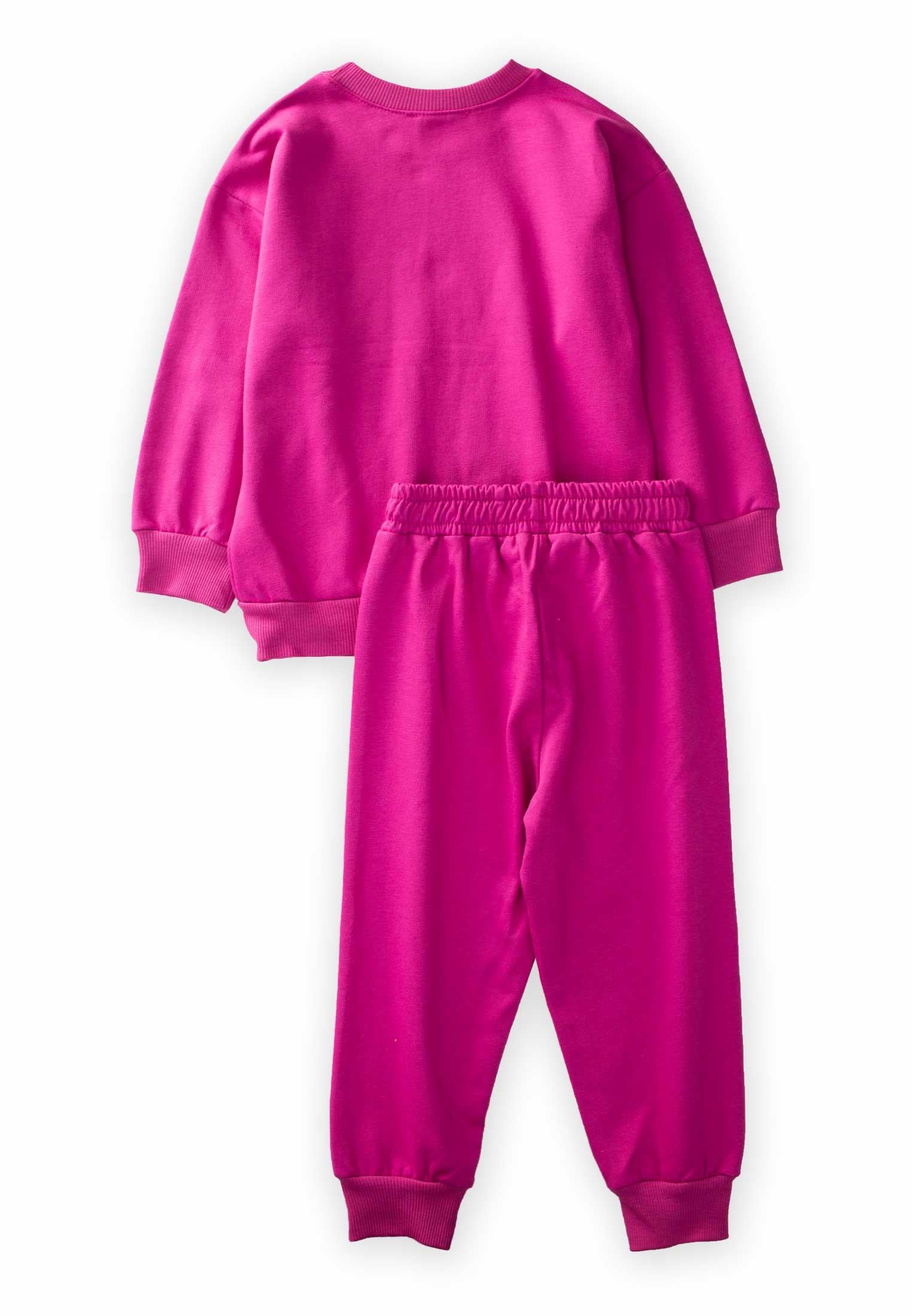 CigitBasic Ağaç Baskılı Sweat Takım 2-7 Yaş Fuşya