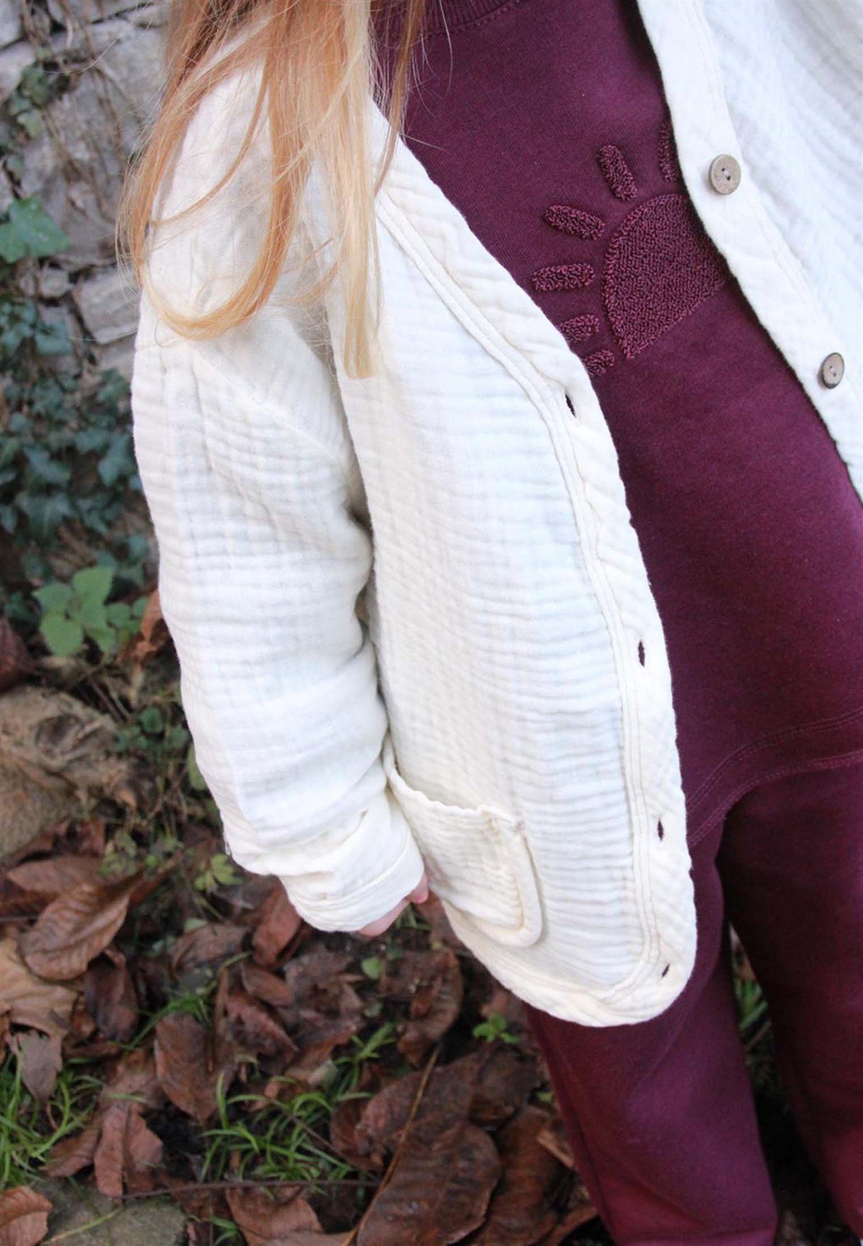 CigitOversize Üç Kat Müslin Hırka 2-7 Yaş Krem