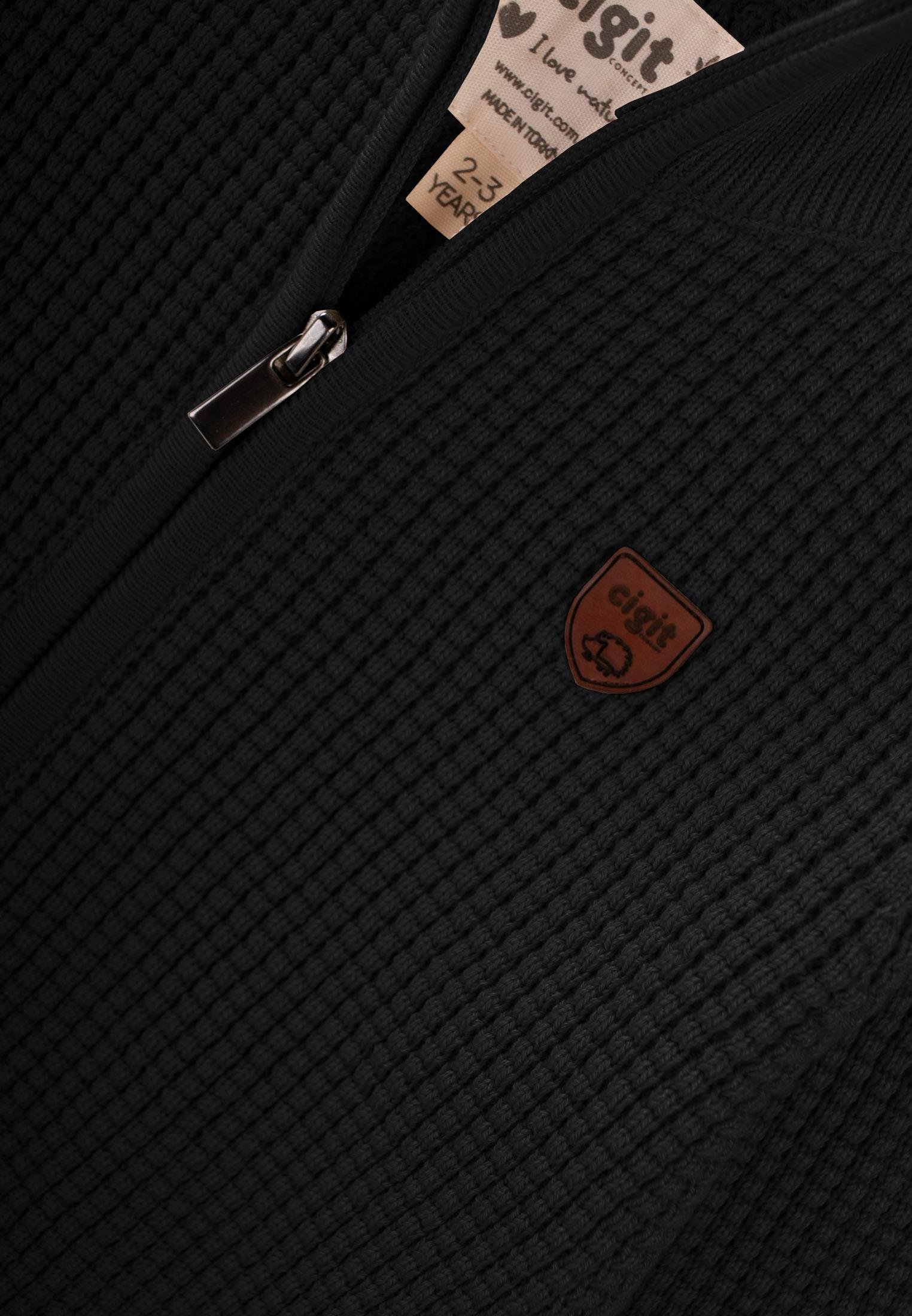 CigitSelanik Fermuarlı Triko Hırka 2-11 Yaş Siyah