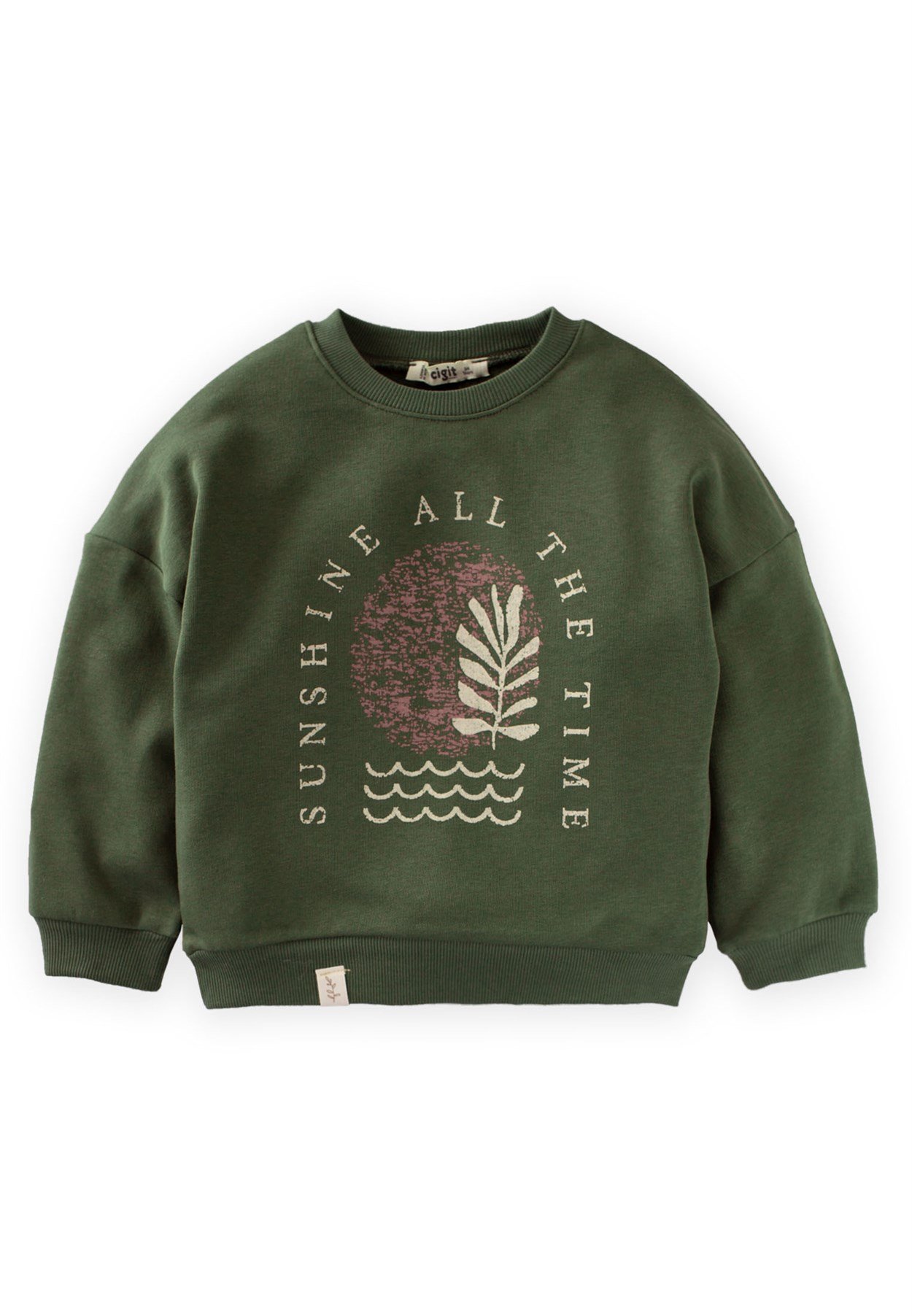81045 - 5026Cigit - Soyut Yaprak Baskılı Sweatshirt 3-9 Yaş Haki YeşilCigitSoyut Yaprak Baskılı Sweatshirt 3-9 Yaş Haki Yeşil