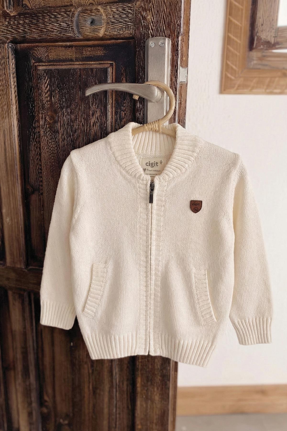 CigitTriko Cepli Hırka 2-11 Yaş EKRU