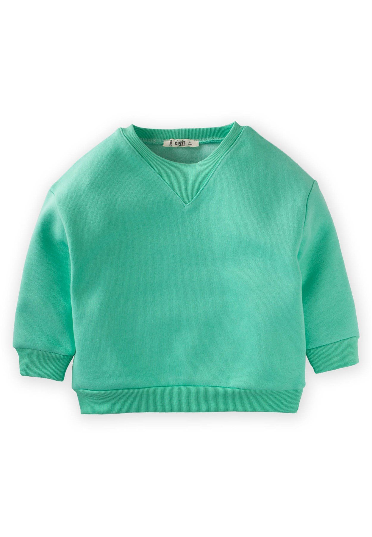 CigitV Yaka Sweatshirt  2-8 Yaş Mint Yeşili