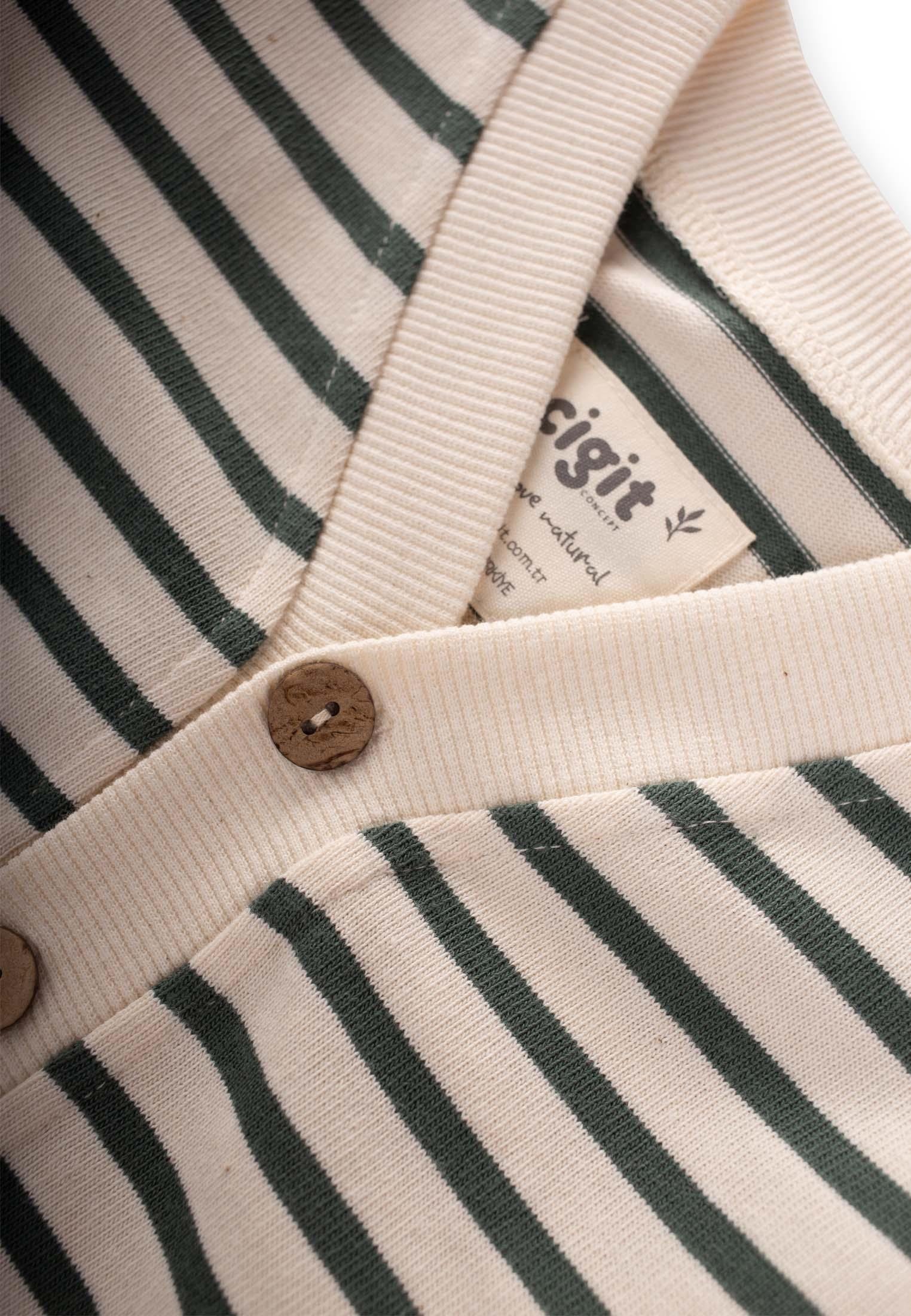 CigitÇizgili Hırka 2-10 Yaş Haki Yeşil