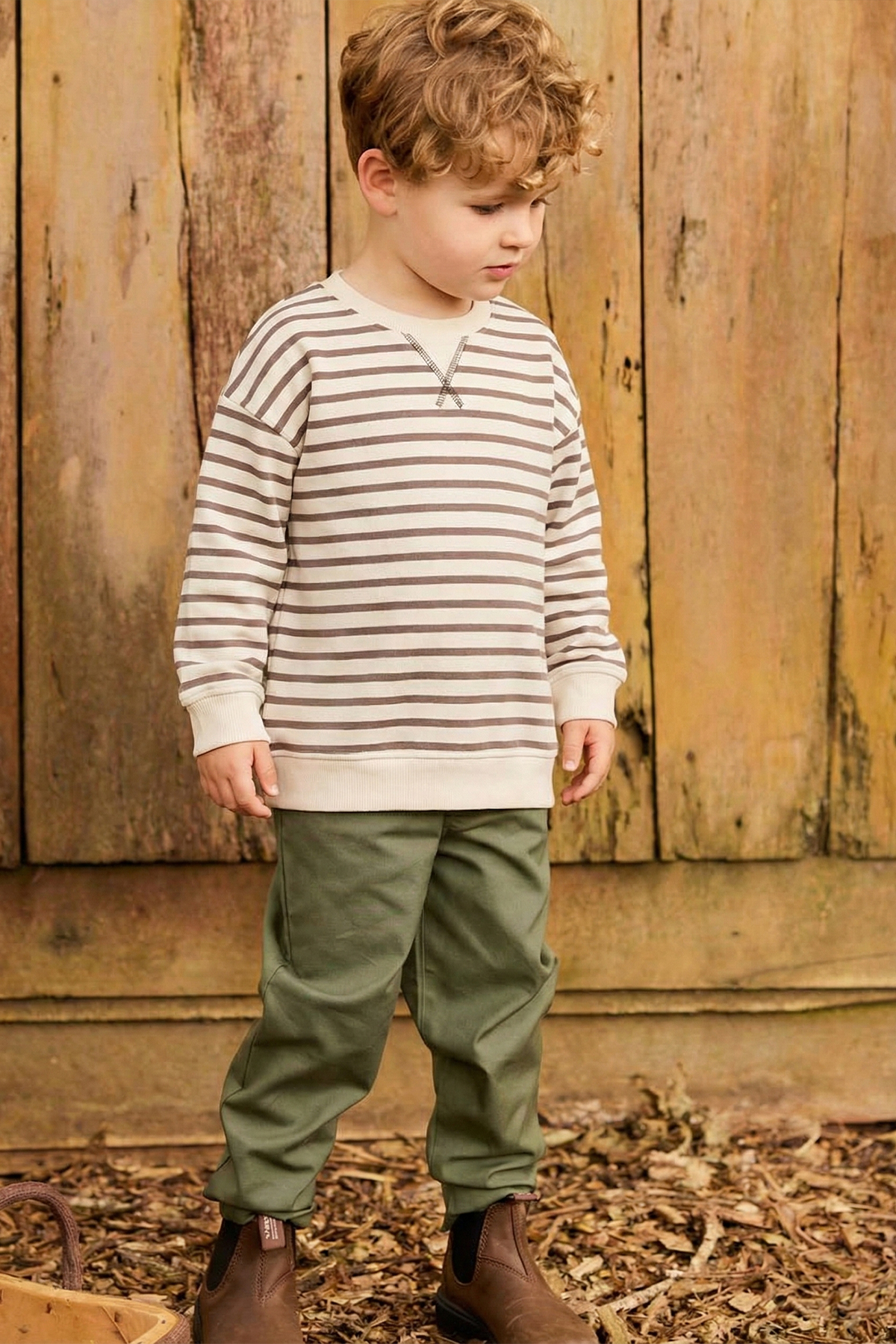 CigitÇizgili Karyoka Detaylı Mevsimlik Sweatshirt  2-12 Yaş Vizon