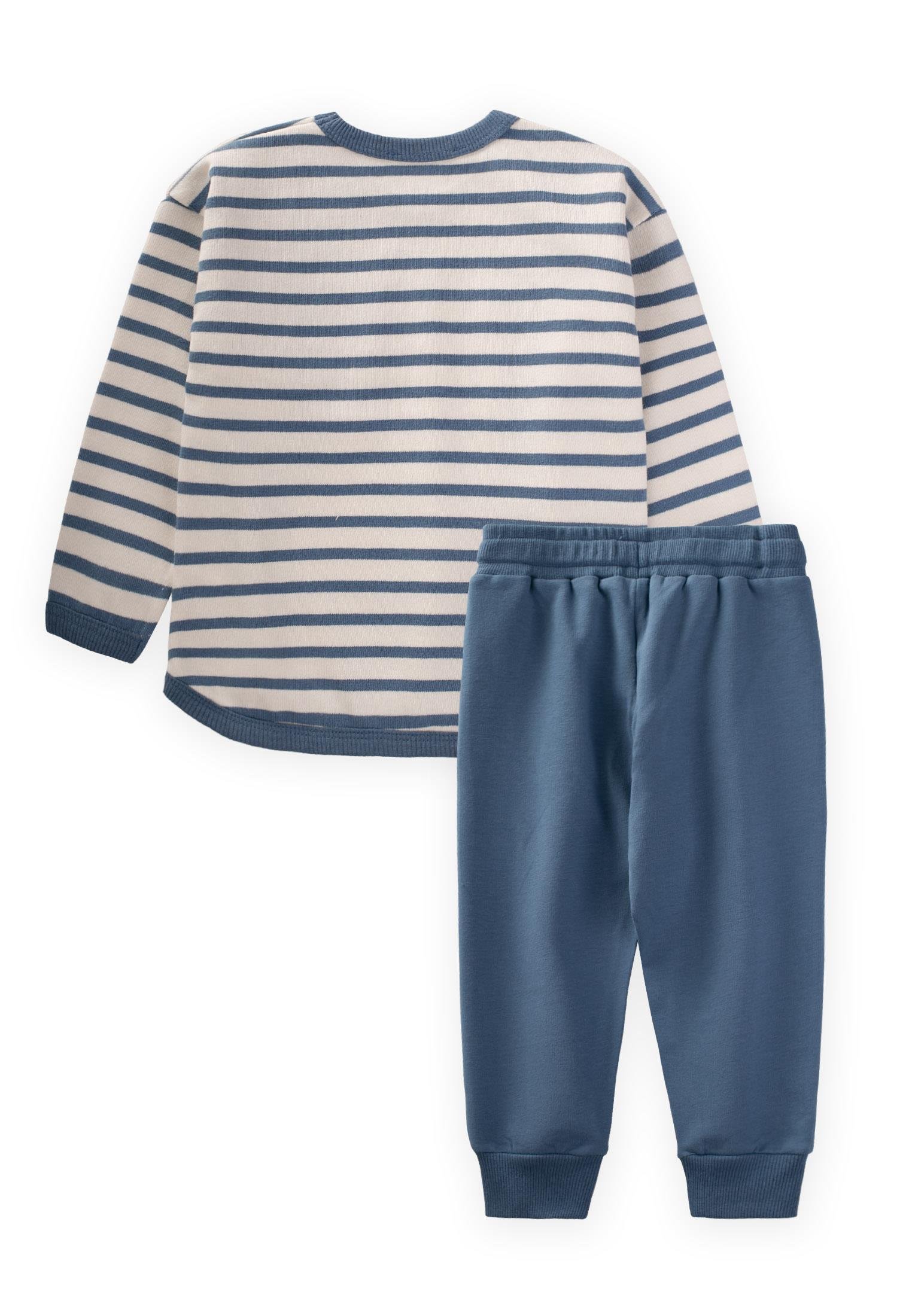 CigitÇizgili Sweatshırt Takım 1-7 Yaş İNDİGO MAVİ