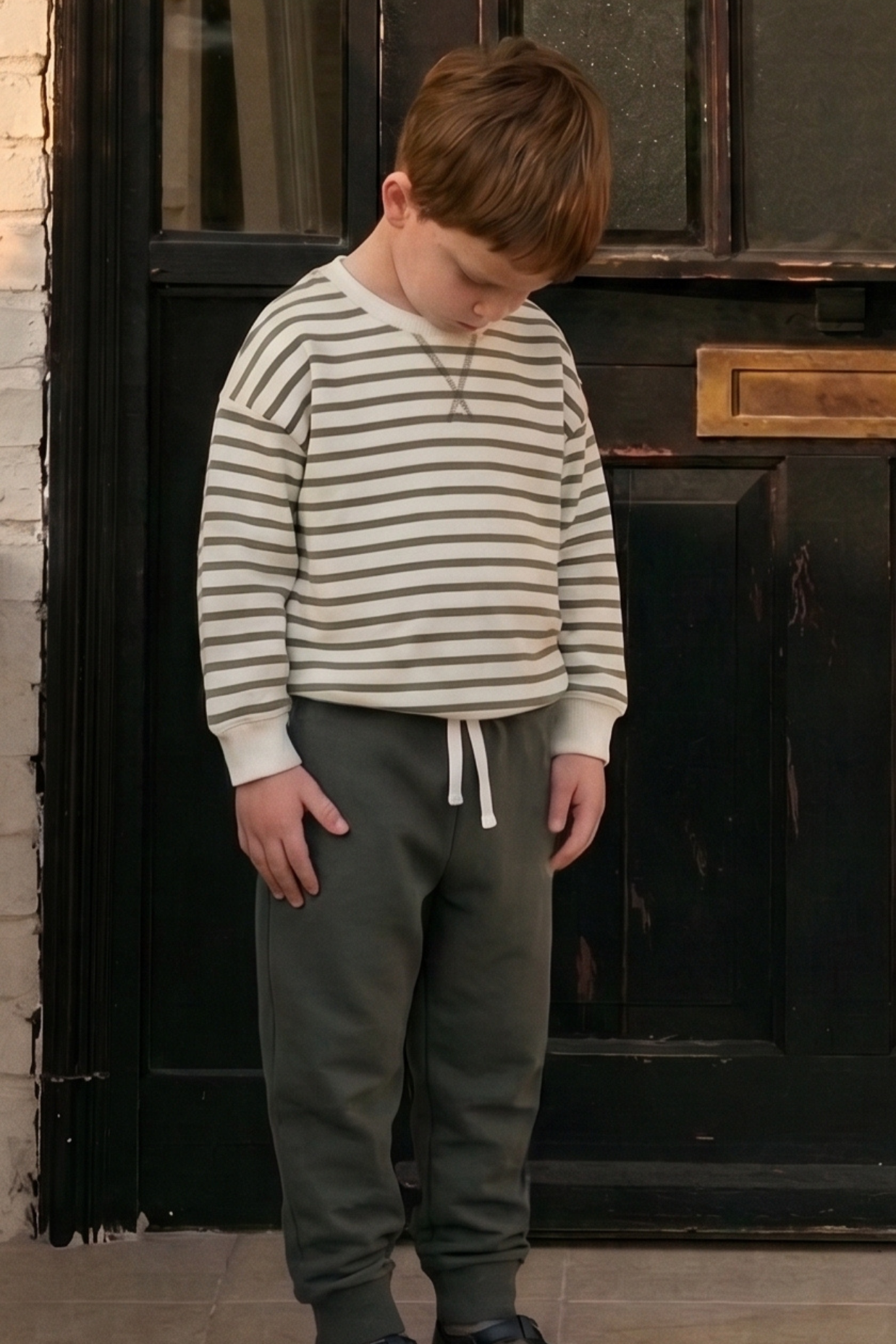CigitÇizgili Sweatshirt Takım 2-8 Yaş Yeşil Çizgili