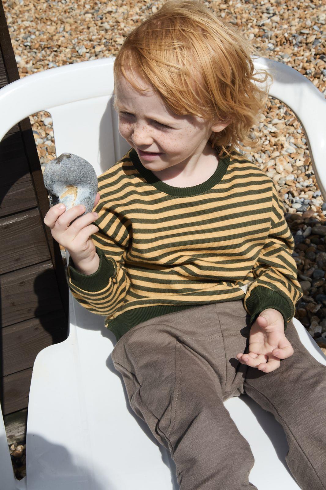 CigitÇizgili Triko Sweatshırt 0-4 Yaş HARDAL HAKİ