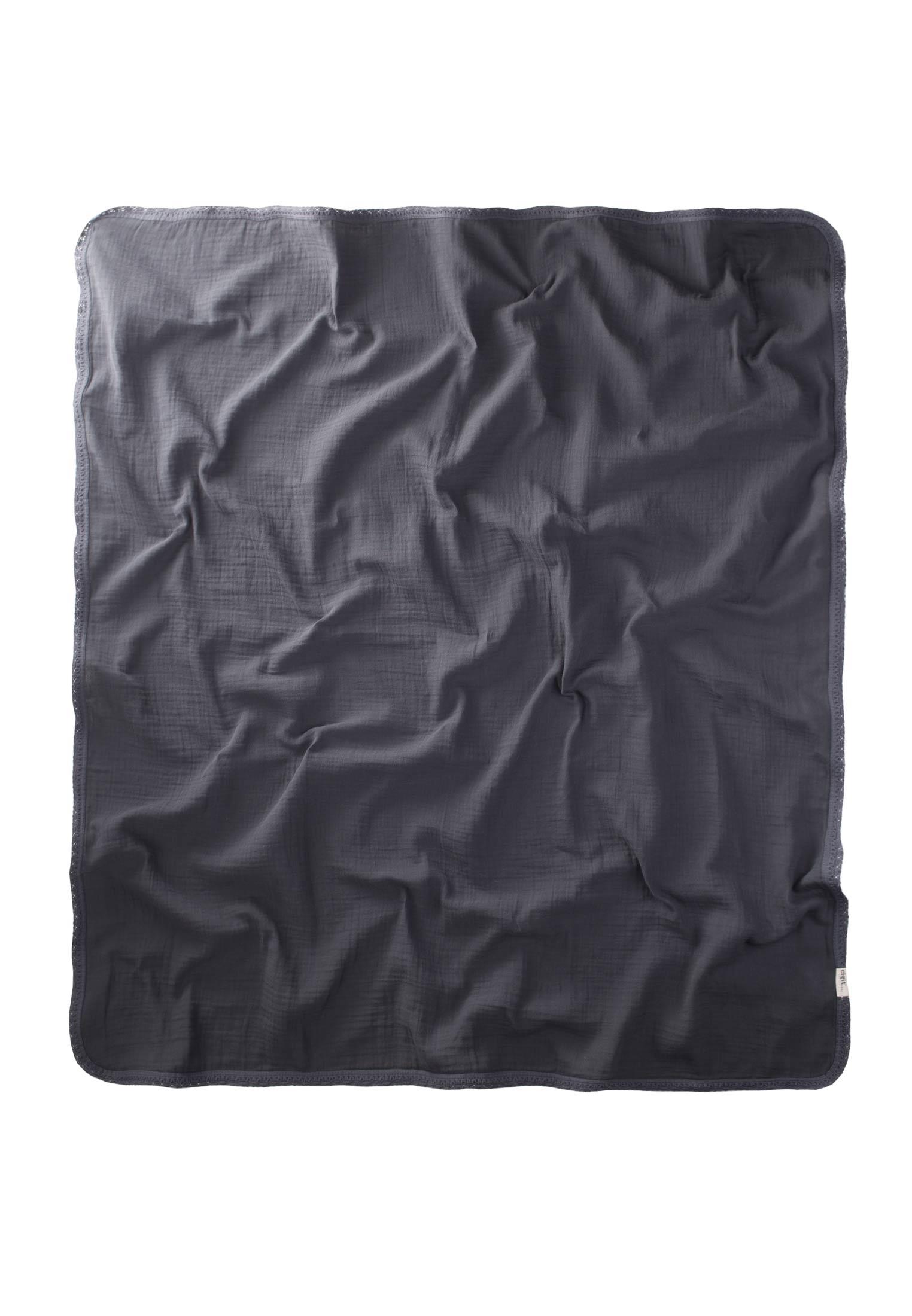 CigitDantel İşlemeli Tekkat Müslin Battaniye 100X100 cm +/- 3 cm Füme