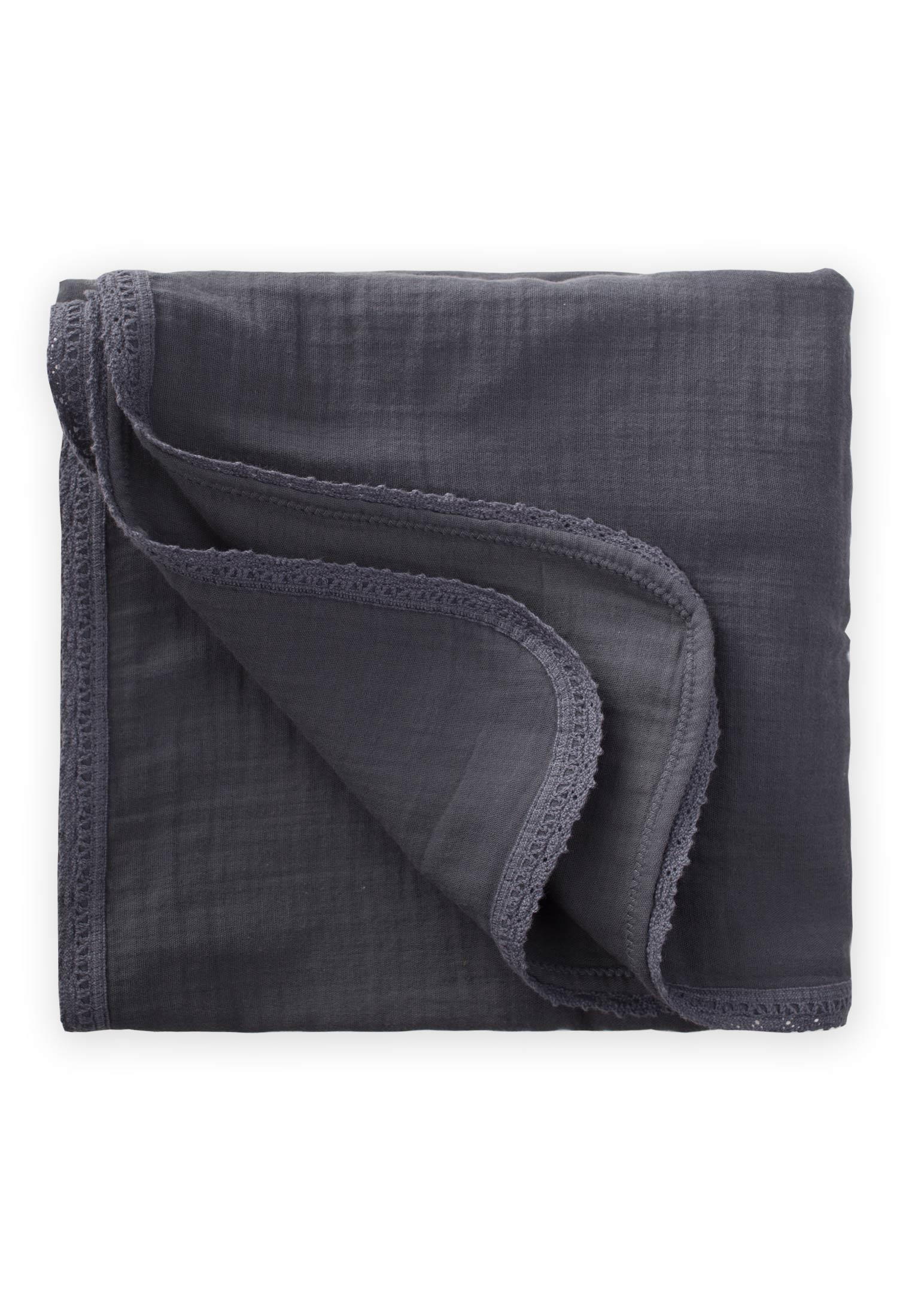 CigitDantel İşlemeli Tekkat Müslin Battaniye 100X100 cm +/- 3 cm Füme