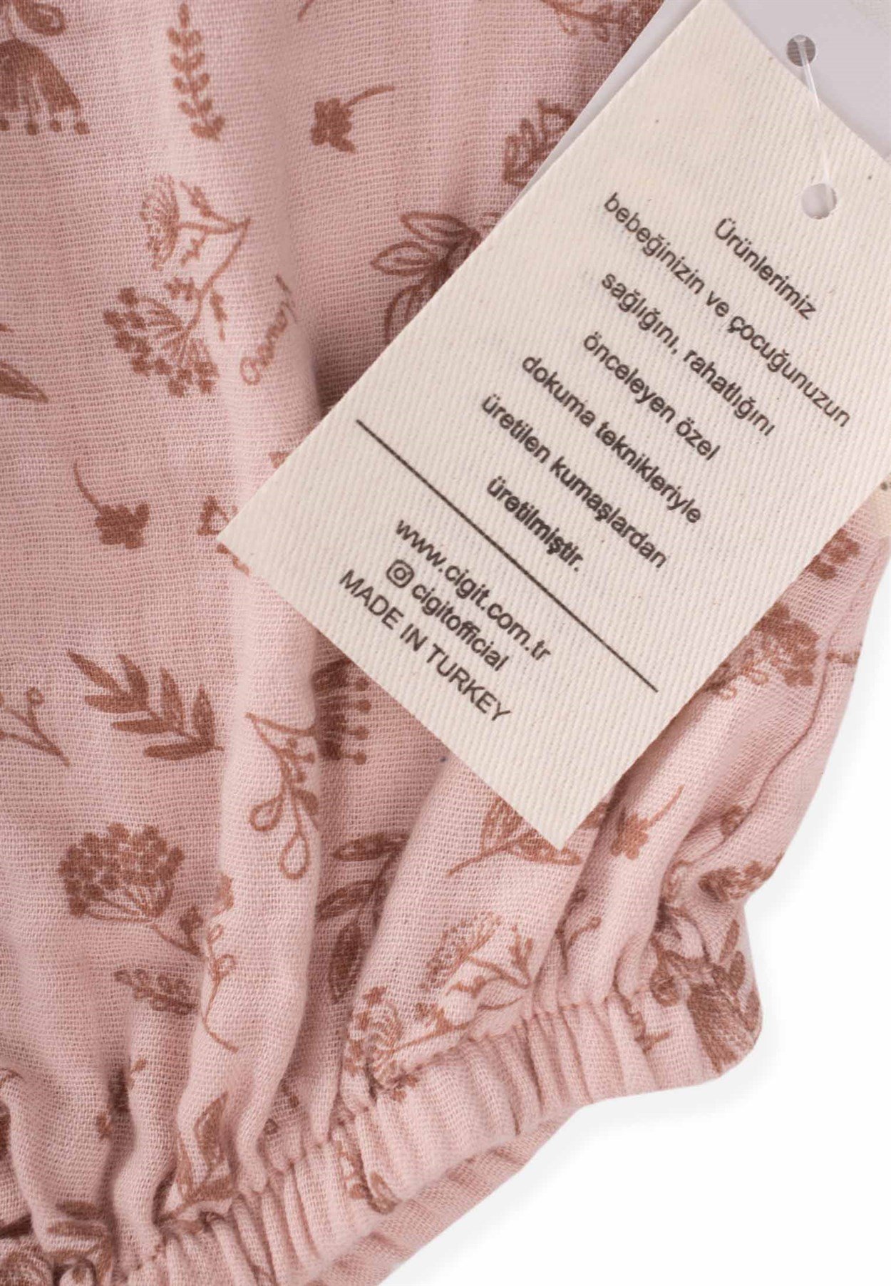 62633 - 5002Desenli Müslin Zıbın 0-12 Ay Pudra Pembe  - CigitCigitDesenli Müslin Zıbın 0-12 Ay Pudra Pembe
