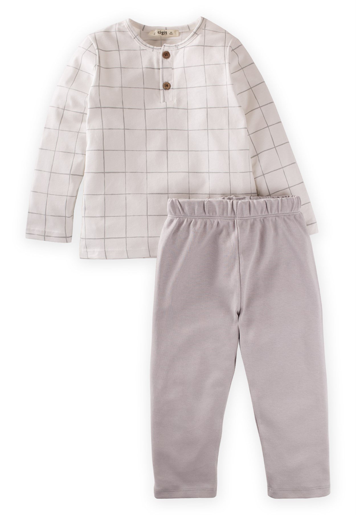 50253 - 5001Desenli Pijama Takım 2-8 Yaş Ekru - CigitCigitDesenli Pijama Takım 2-8 Yaş Ekru