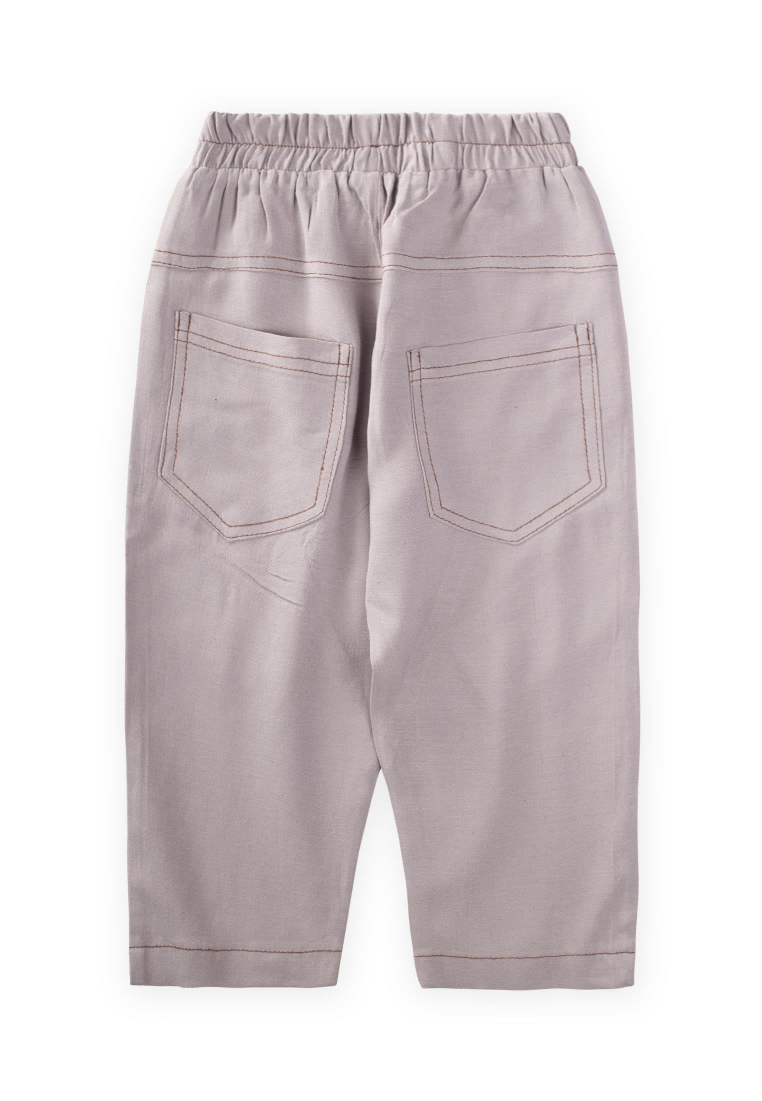 CigitDizi Kapaklı Keten Pantolon 2-7 Yaş A GRİ