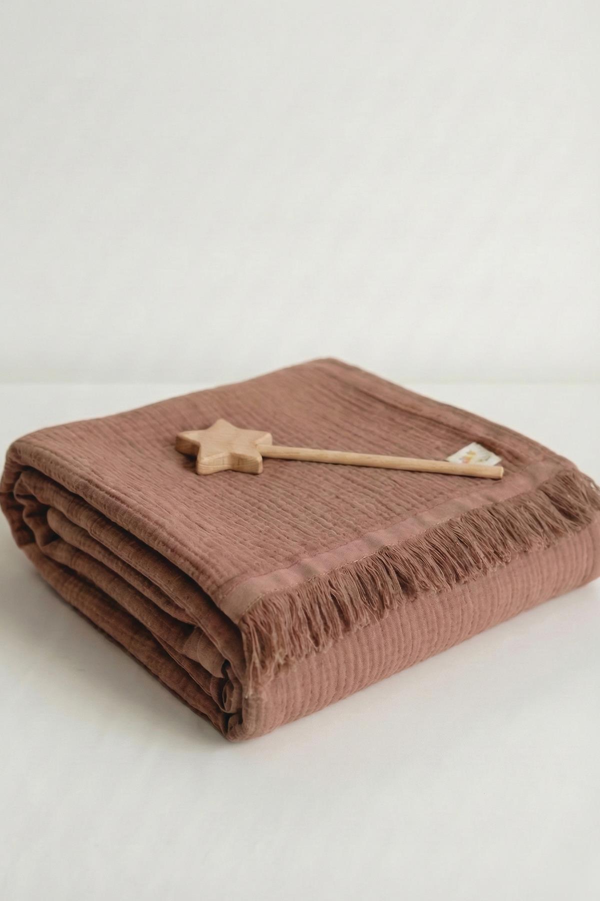 CigitDört Kat K. Püsküllü Battaniye 80X120 Cm A.KAHVE