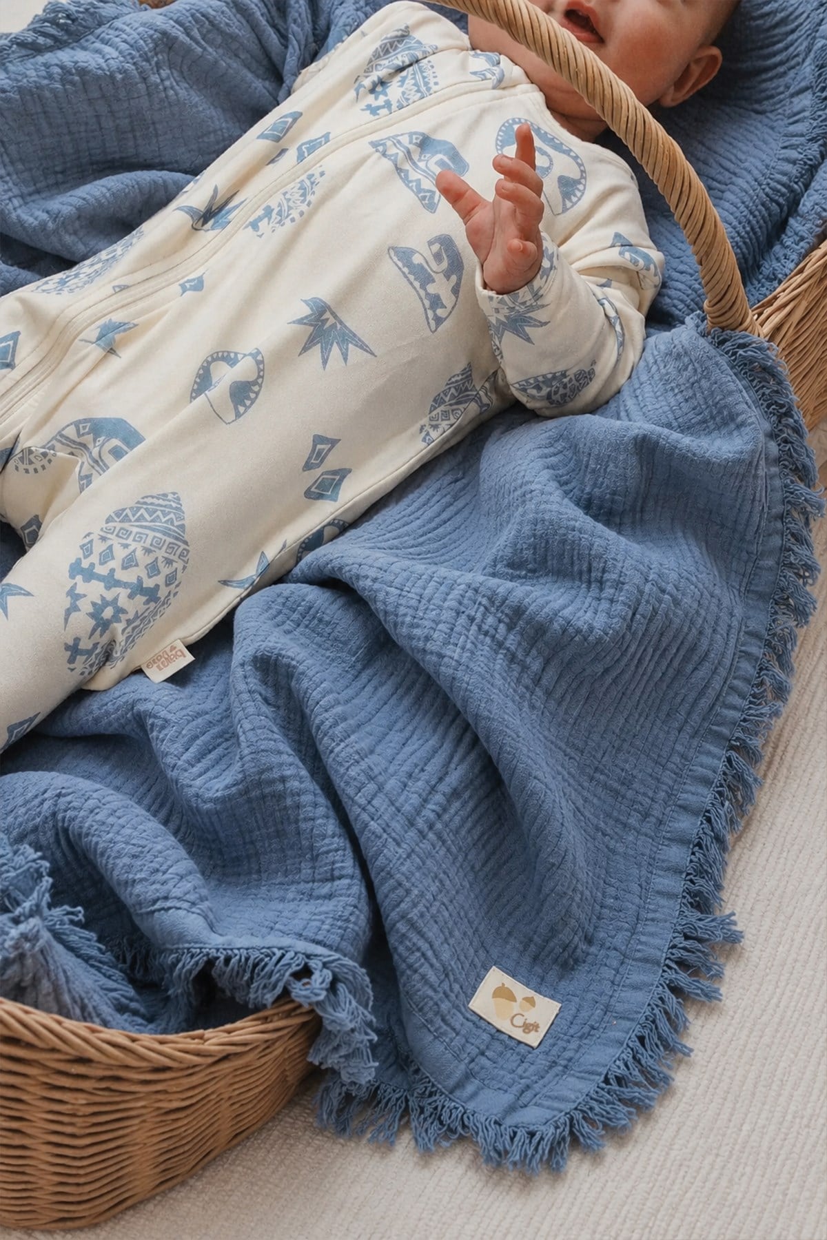 CigitFour Layer Tassel Blanket 80X120 Cm INDIGO BLUE