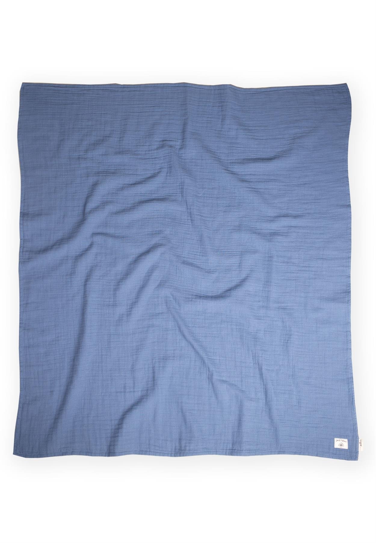 CigitDüz/Çizgili Çift Taraflı Battaniye 90X100 Cm İndigo Mavi