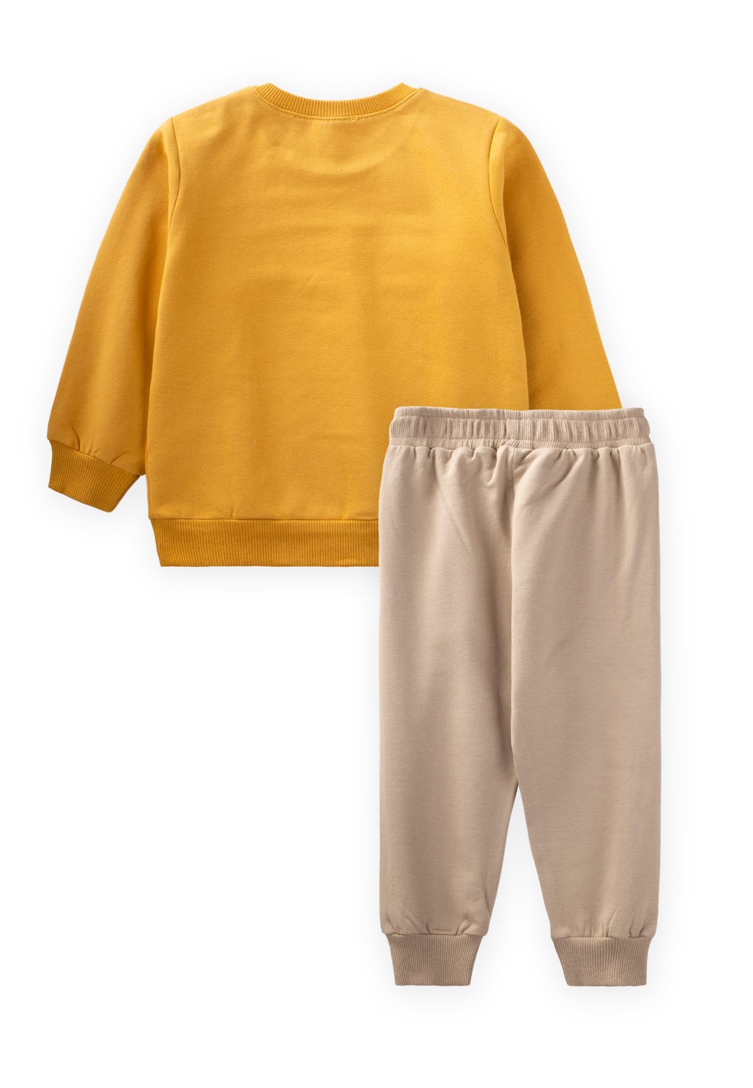 CigitEarly Bırd Baskılı Sweatshirt Takım 1-5 Yaş Hardal Sarı
