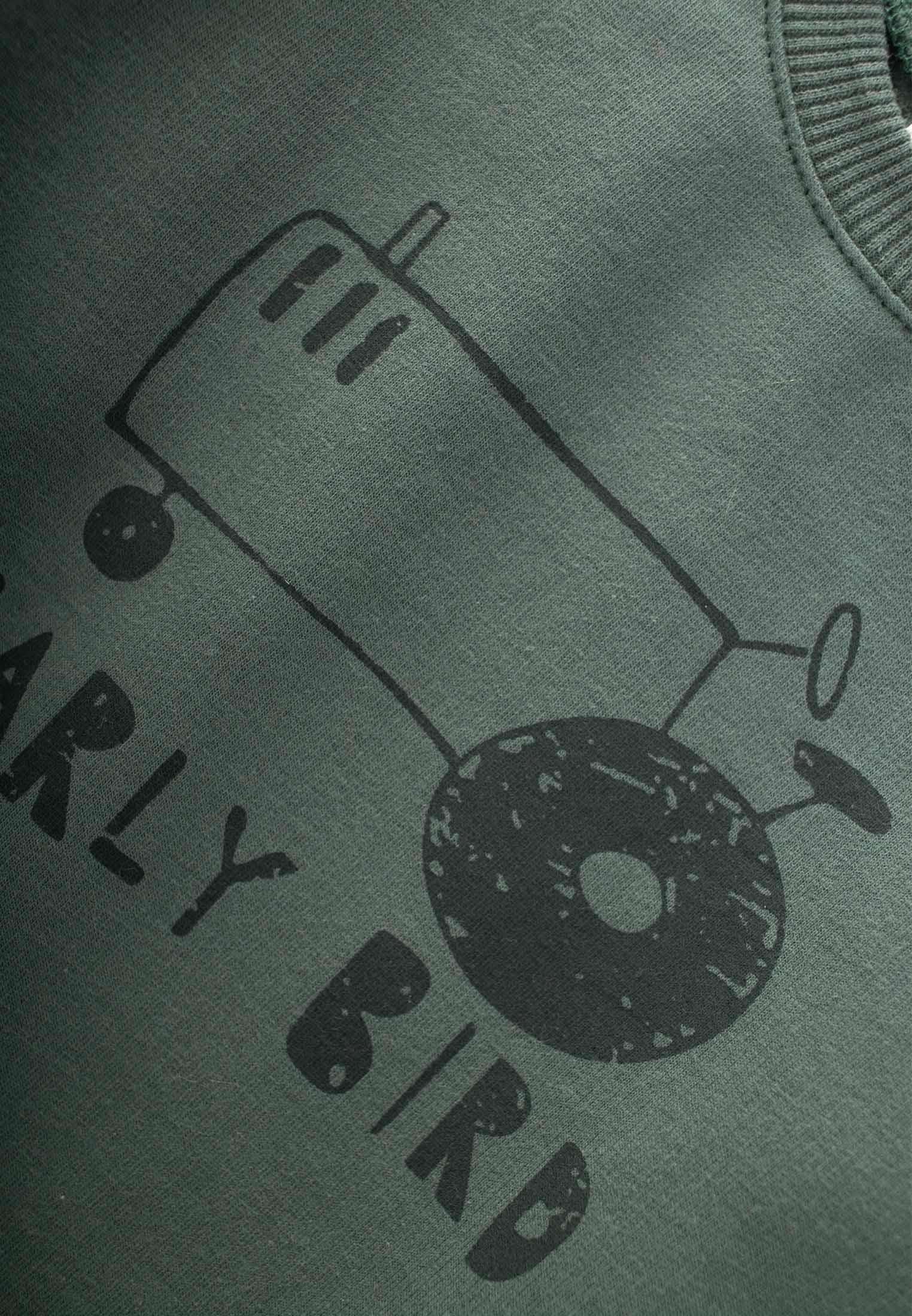 CigitEarly Bırd Baskılı Sweatshirt Takım 1-5 Yaş Haki Yeşil
