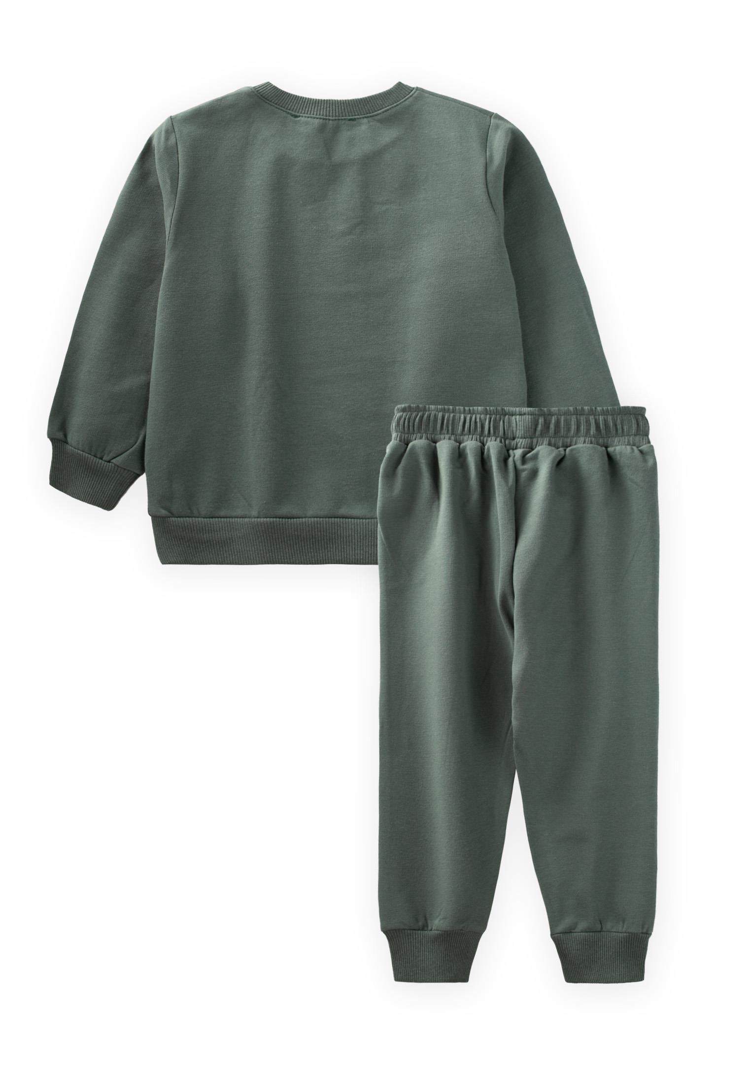 CigitEarly Bırd Baskılı Sweatshirt Takım 1-5 Yaş Haki Yeşil