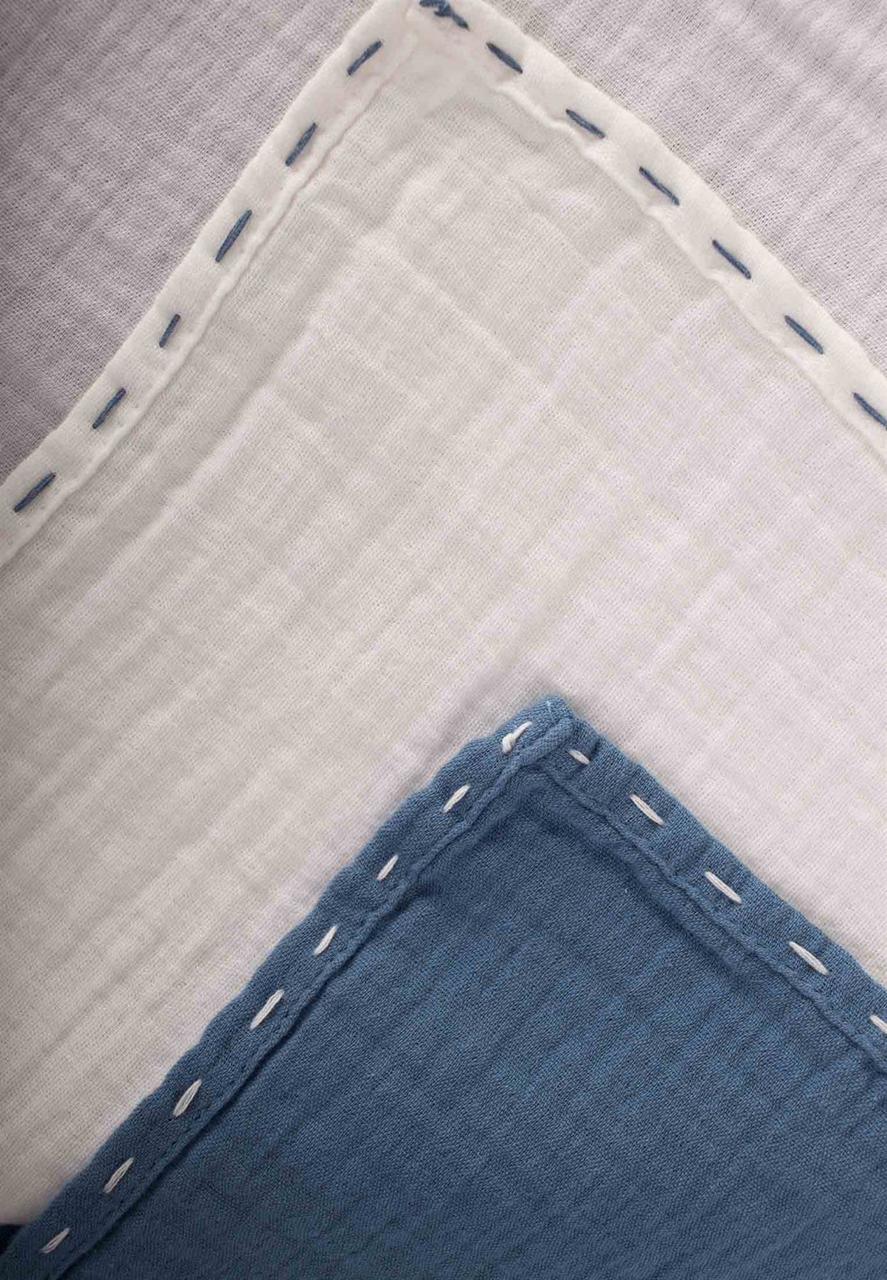 100317 - 5201El İşi 50x50 cm Müslin Set Ekru İndigo - CigitCigitEl İşi 50x50 cm Müslin Set Ekru İndigo