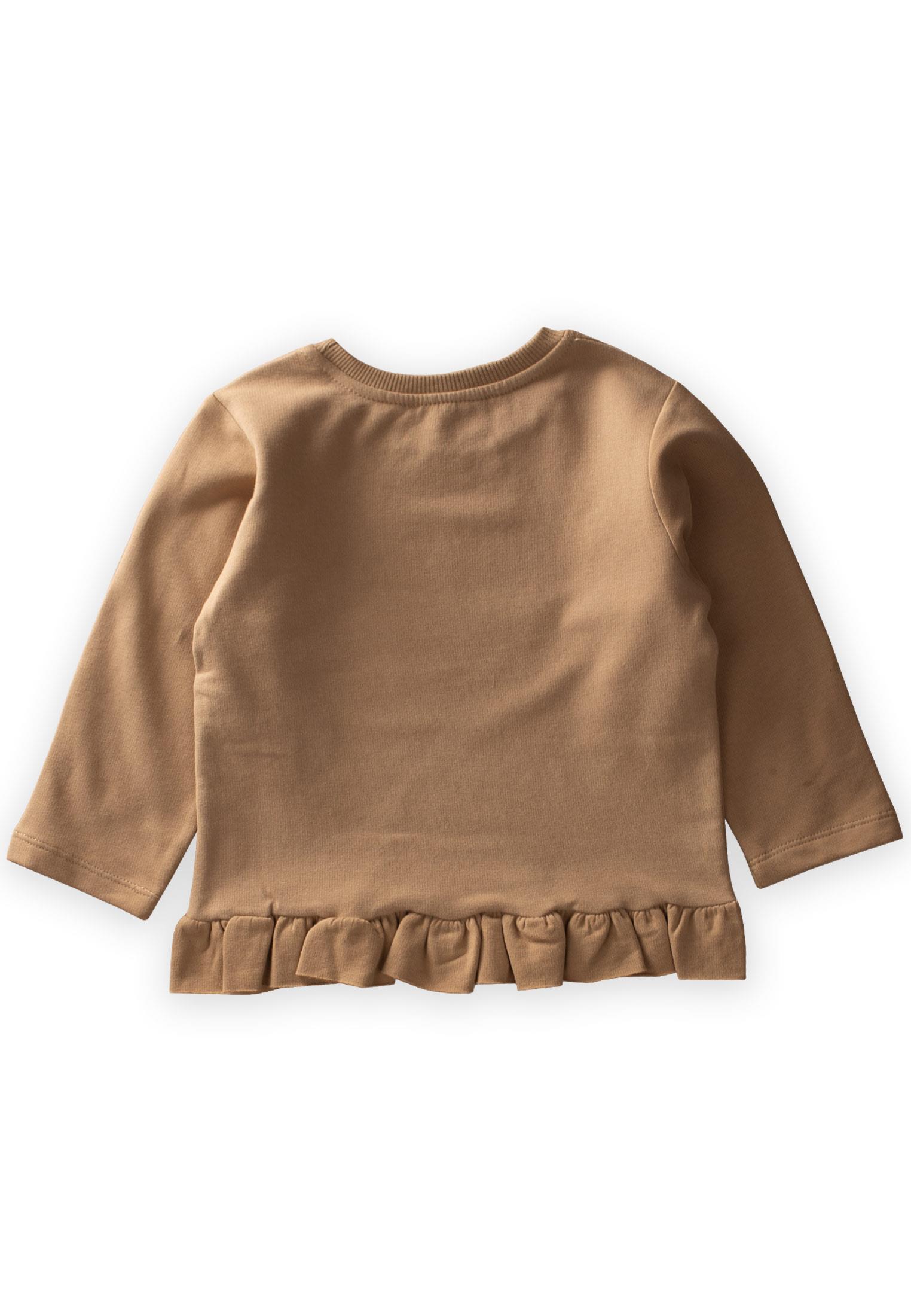 CigitEteği Fırfırlı Baskılı Sweatshirt 1-6 Yaş Koyu Hardal