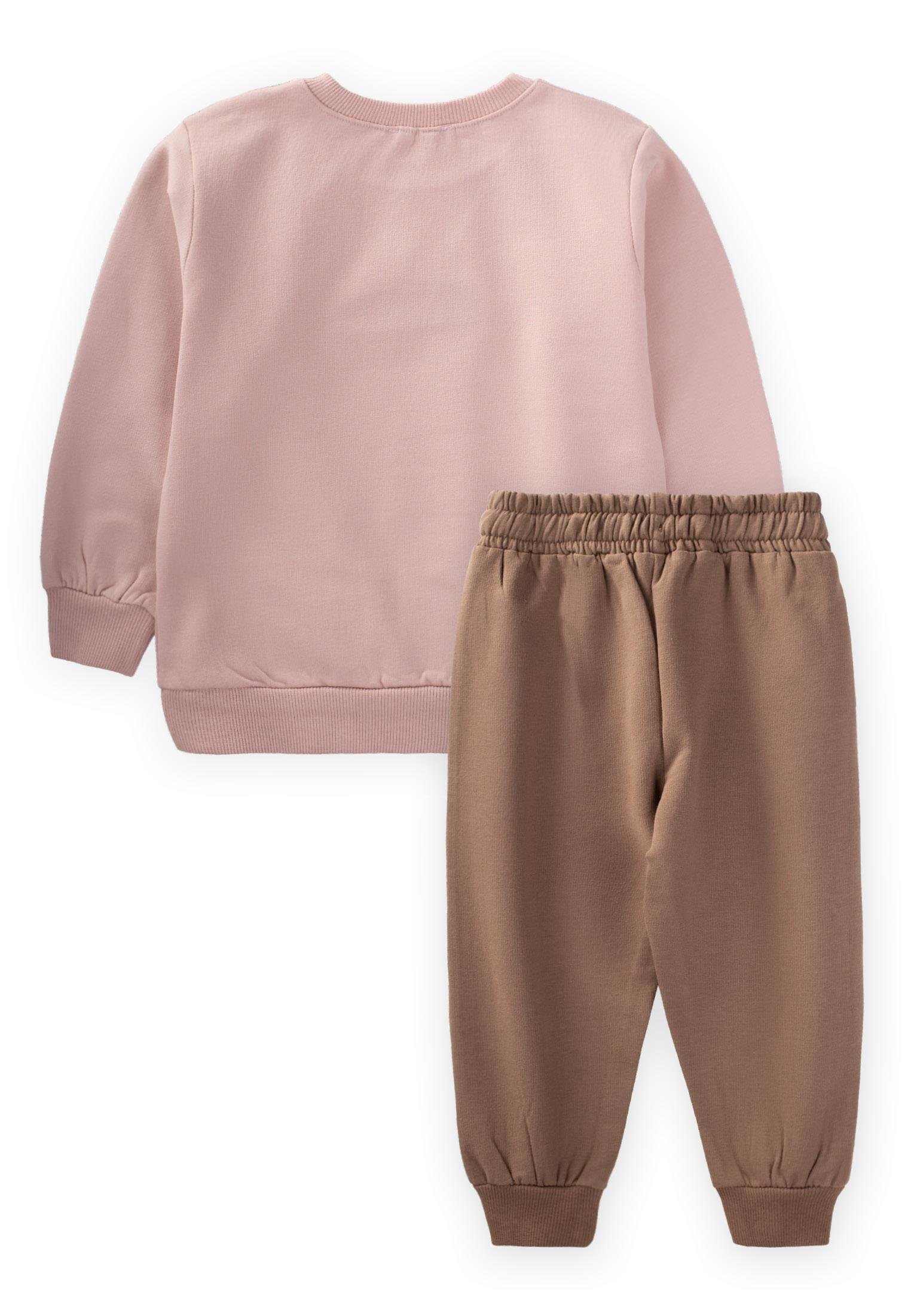 CigitFallın For You Baskılı Sweatshirt Takım 1-5 Yaş Pudra Pembe