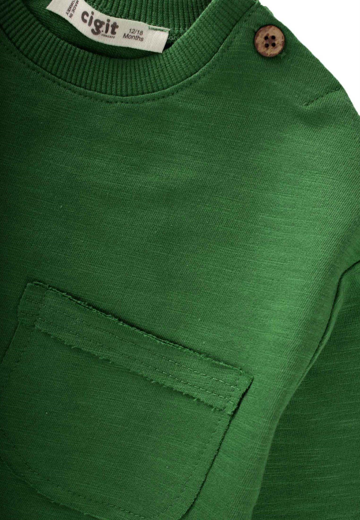 70967 - 5053Fırsat Ürünü - Cepli Oversize Mevsimlik Sweatshirt 1-5 Yaş Yağ YeşiliCigitCepli Oversize Mevsimlik Sweatshirt 1-5 Yaş Yağ Yeşili