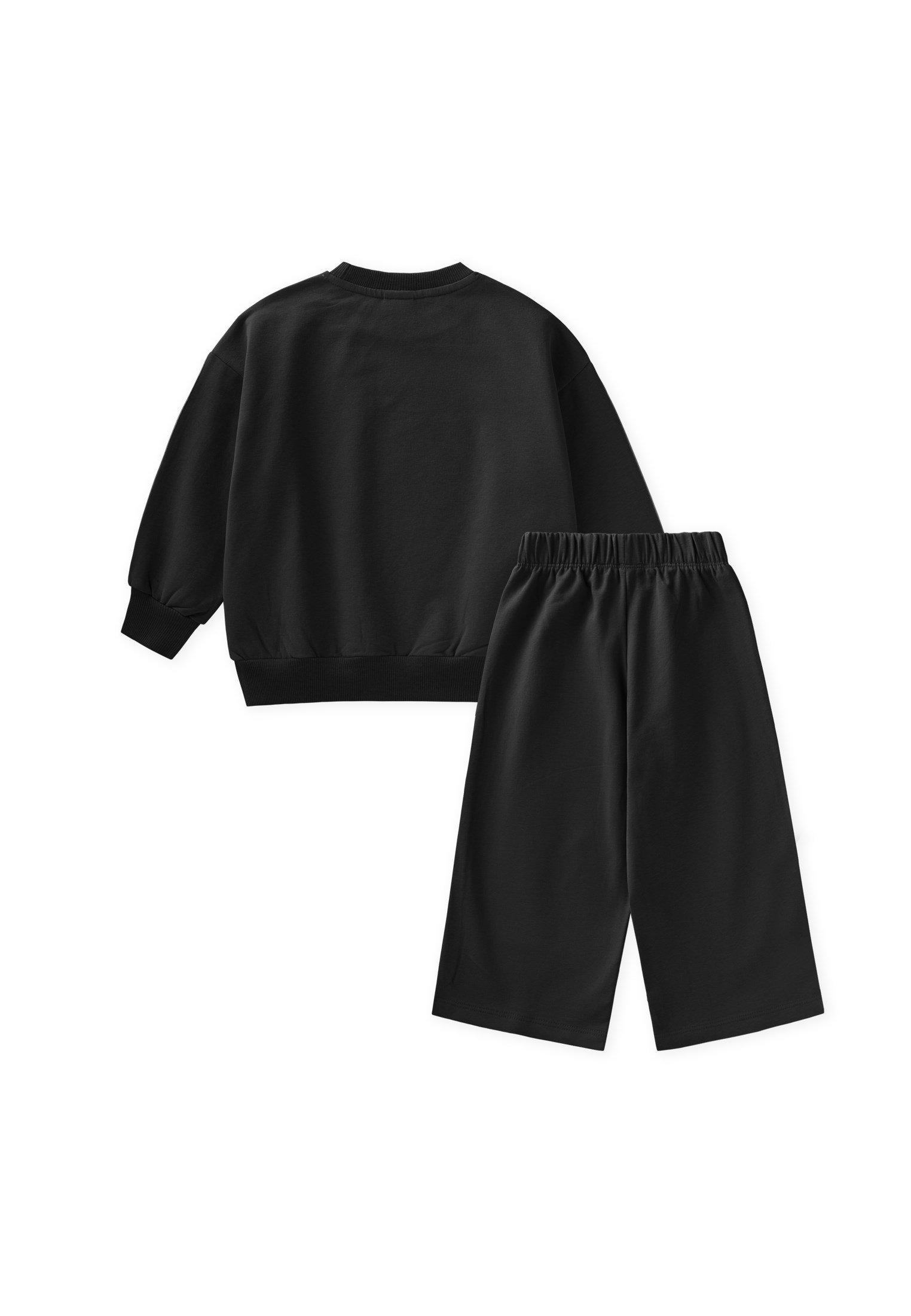 CigitŞerit Detaylı Sweatshirt Takım 2-10 Yaş Siyah