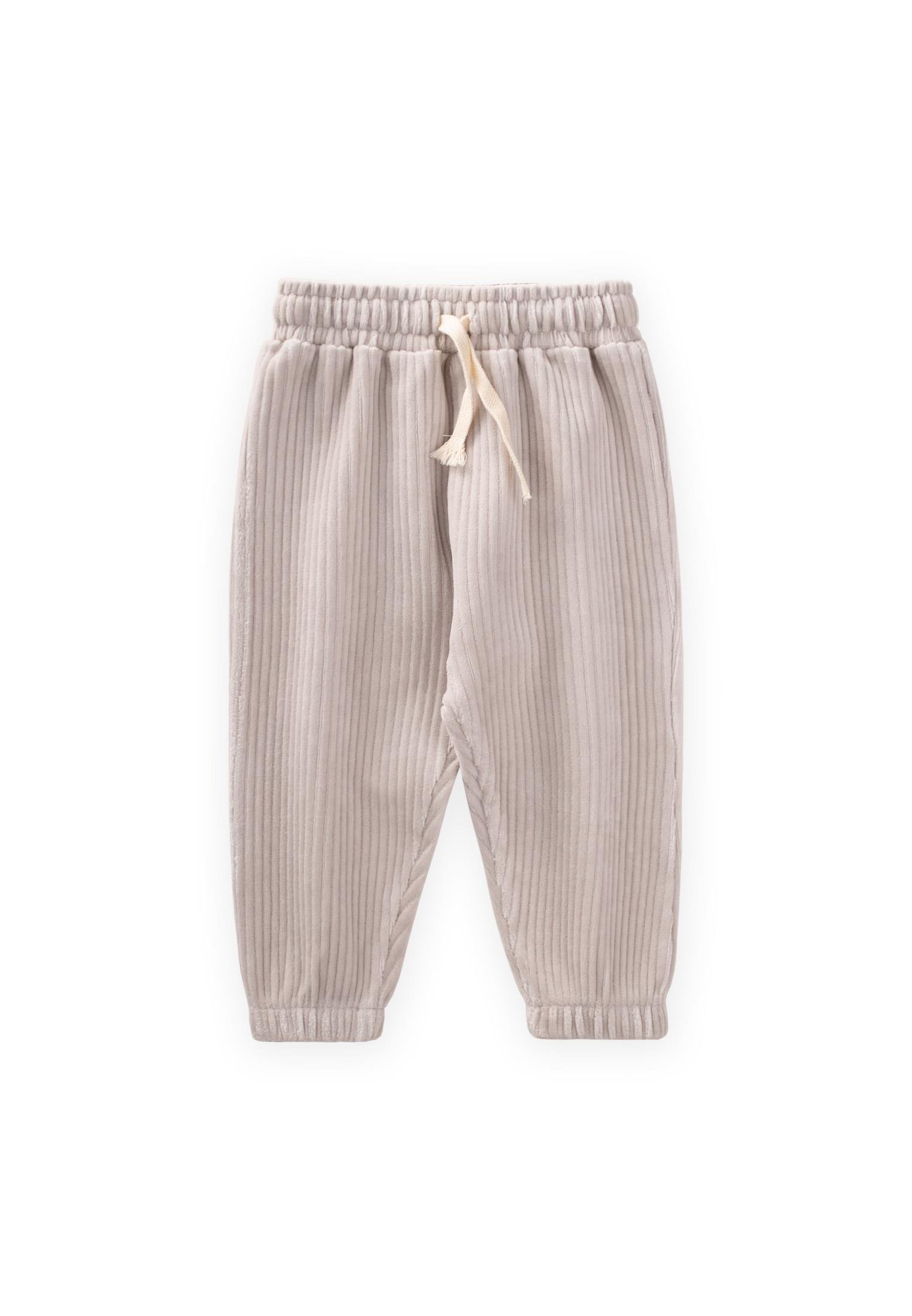 CigitFitilli Kadife Jogger Pantolon 1-10 Yaş Taş