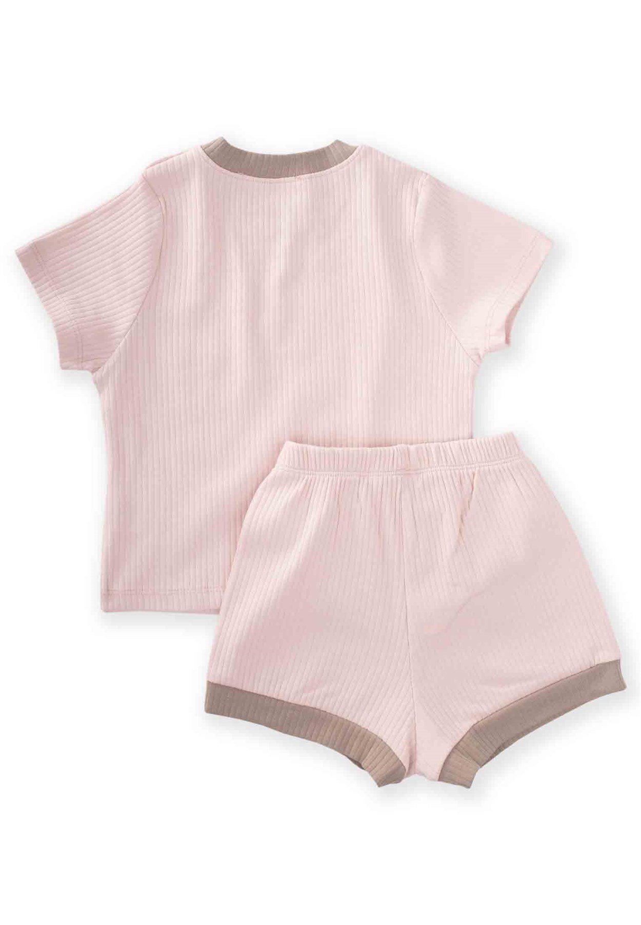 62591 - 5002Fitilli Şortlu Takım 0-5 Yaş PUDRA PEMBE  - CigitCigitFitilli Şortlu Takım 0-5 Yaş PUDRA PEMBE 