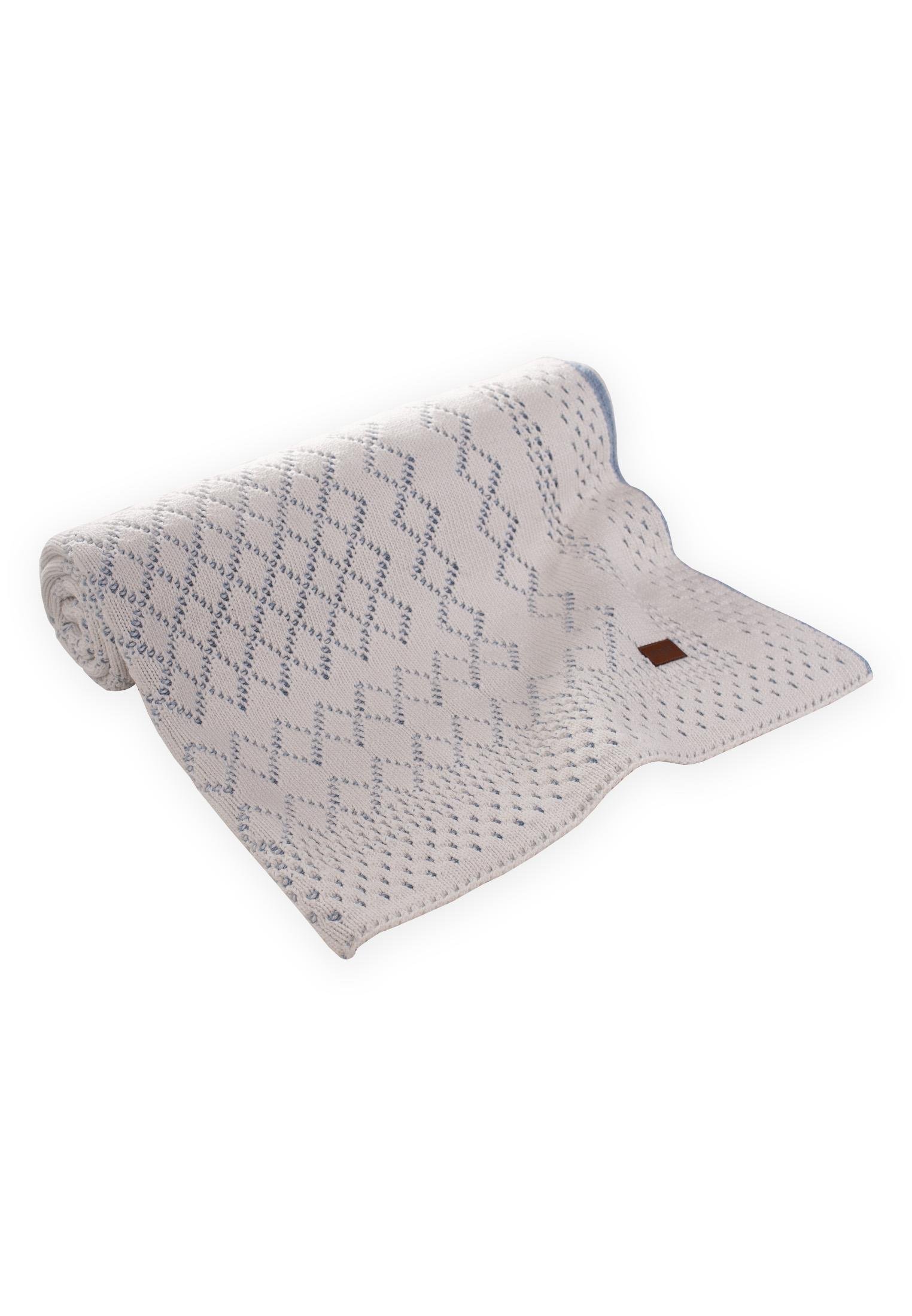 CigitFloransa Model Kutulu Battaniye 80X100 Cm EKRU MAVİ