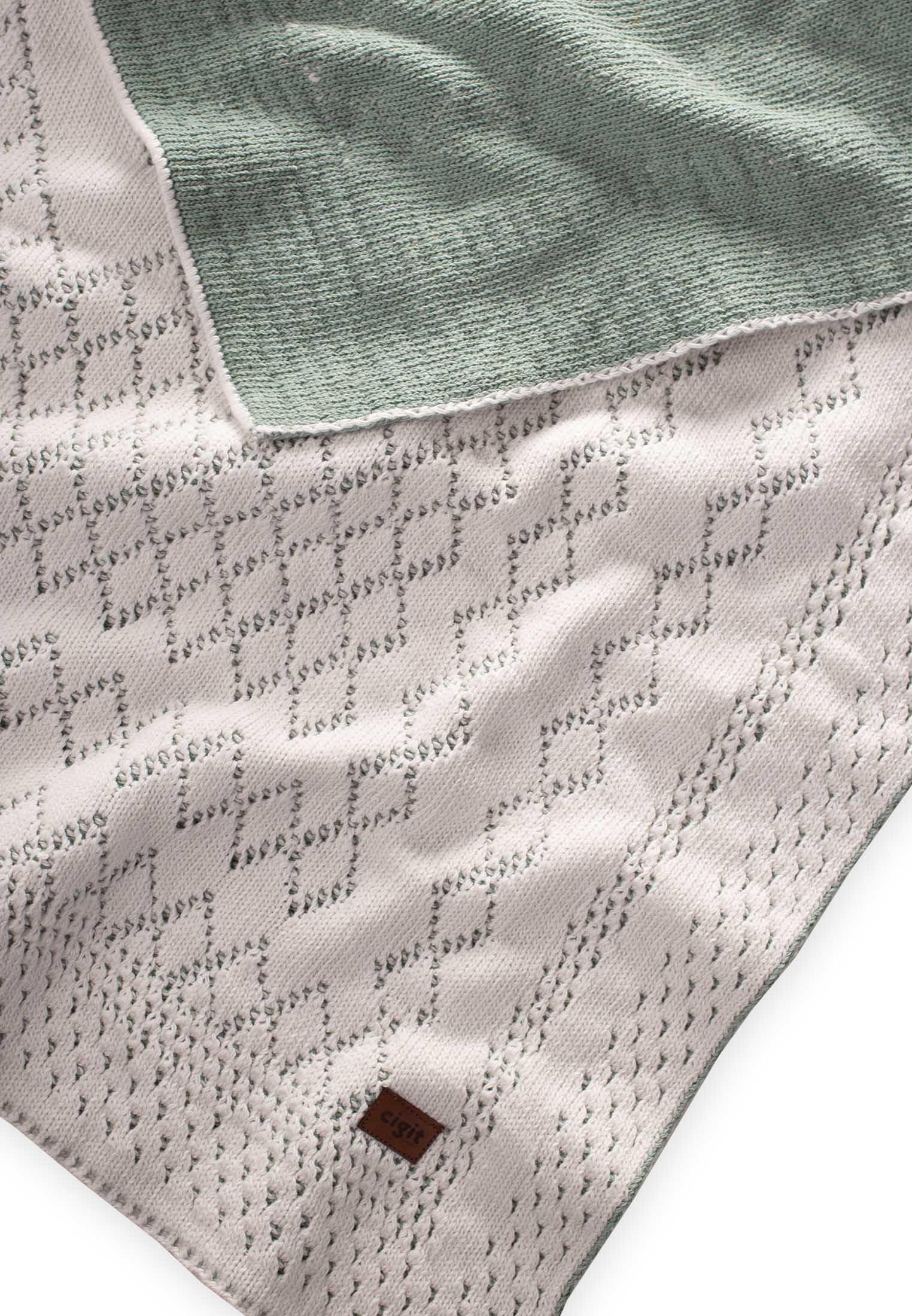 CigitFloransa Model Kutulu Battaniye 80X100 Cm EKRU MİNT