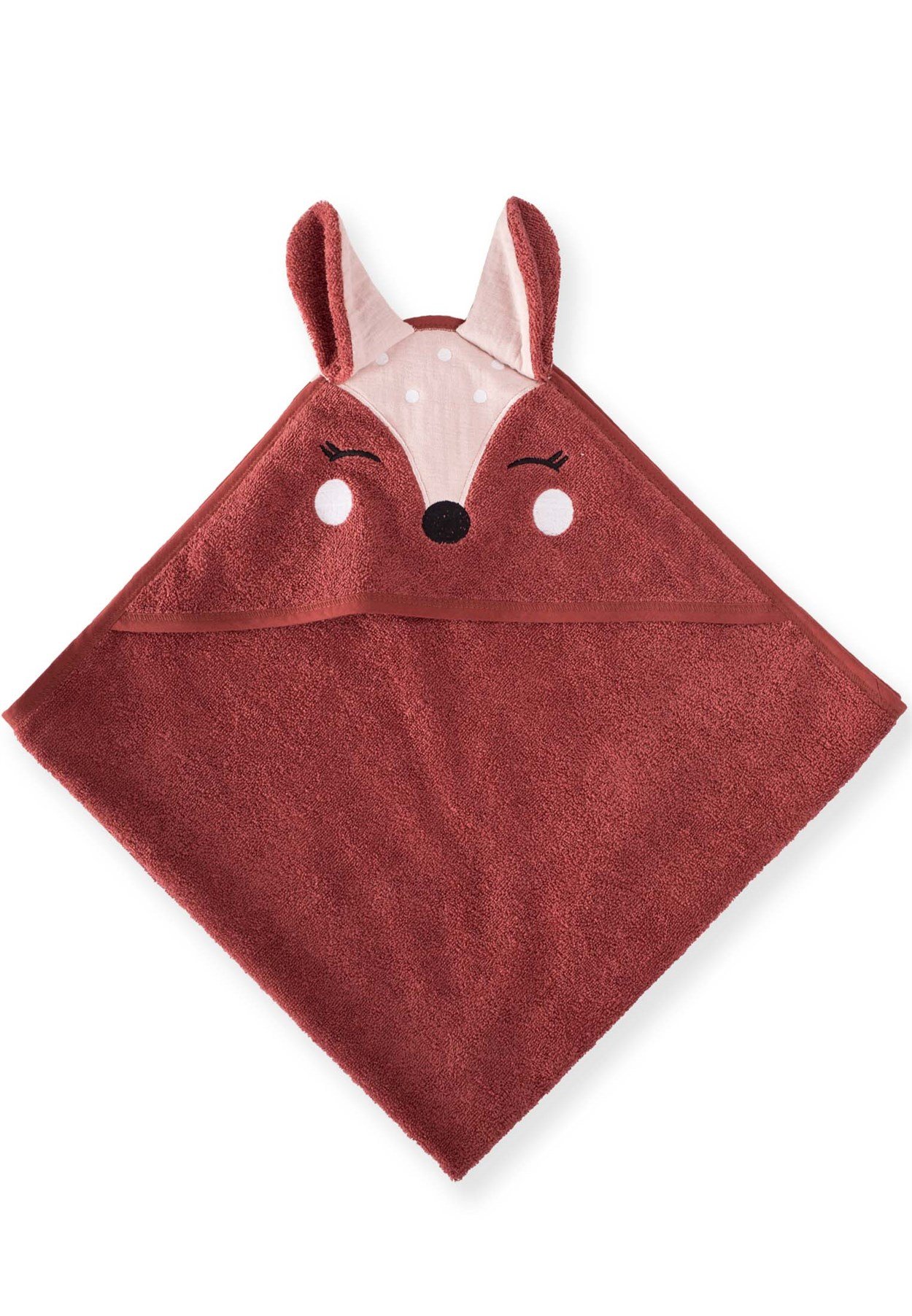 100312 - 5067Fox Desen Üçgen Havlu 75X75 Cm Rust  - CigitCigitFox Desen Üçgen Havlu 75X75 Cm Rust