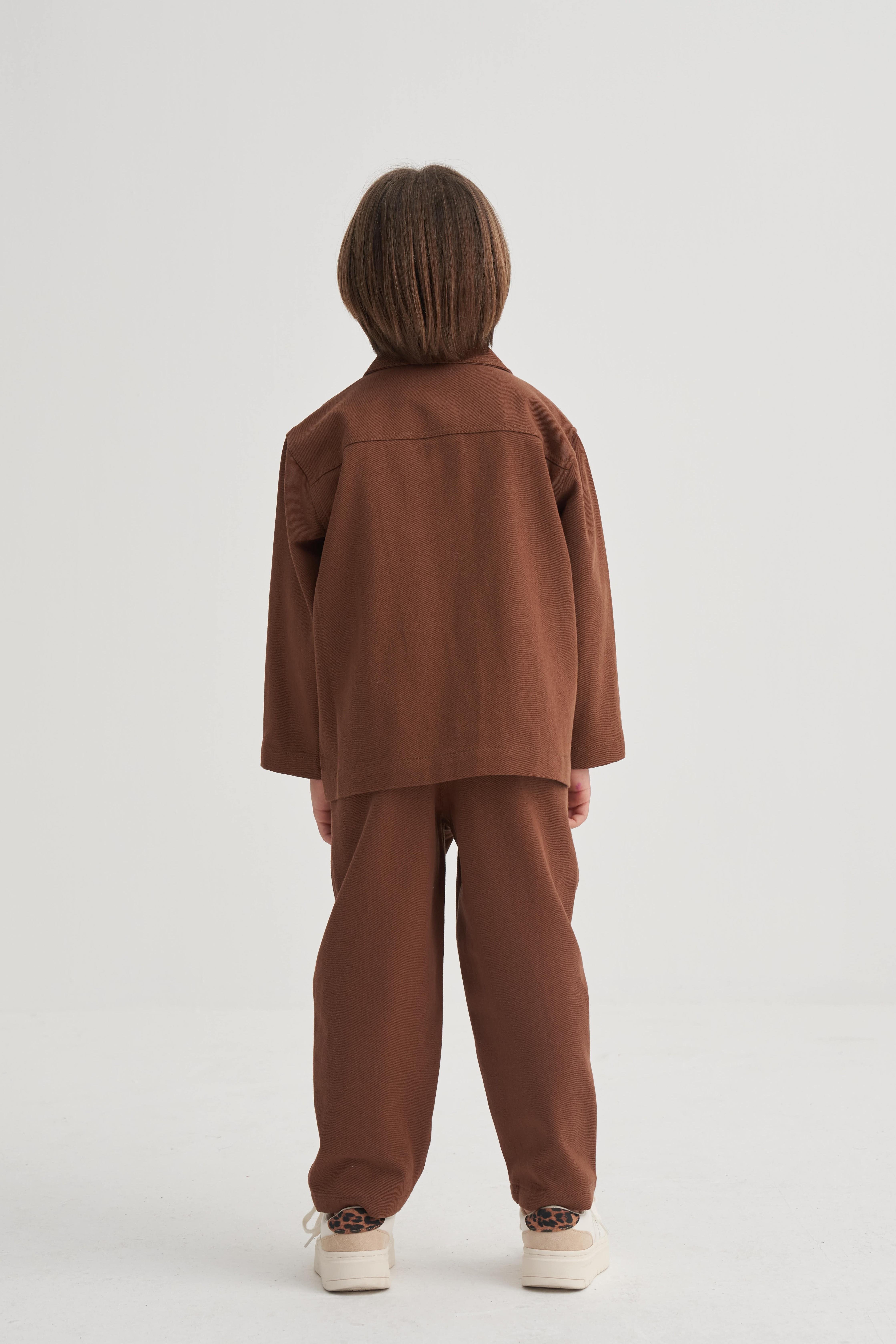 CigitGabardin Ceket 2-7 Yaş Kahve