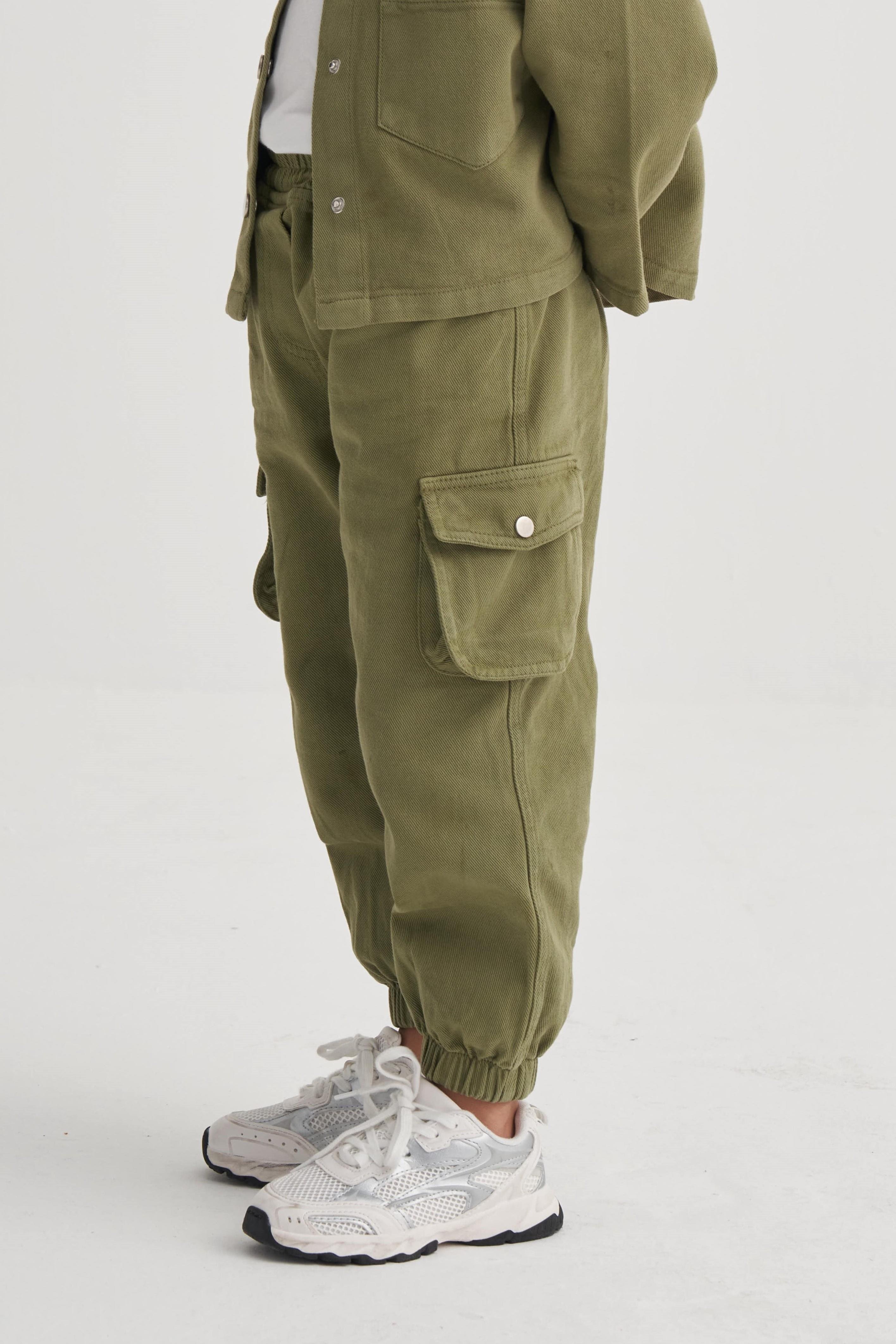 CigitGabardin Kargo Pantolon 2-7 Yaş HAKİ YEŞİL