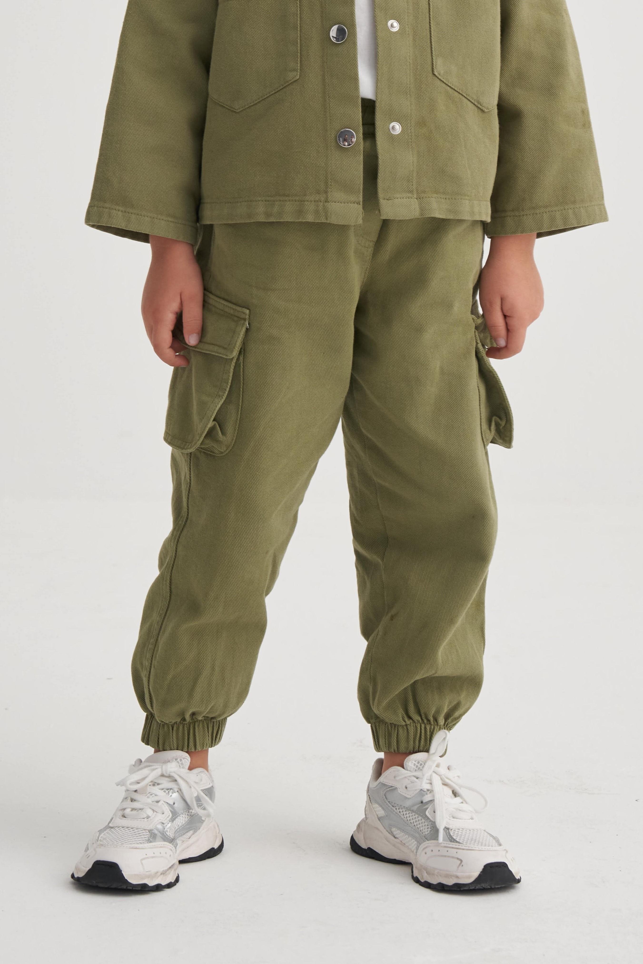 CigitGabardin Kargo Pantolon 2-7 Yaş HAKİ YEŞİL