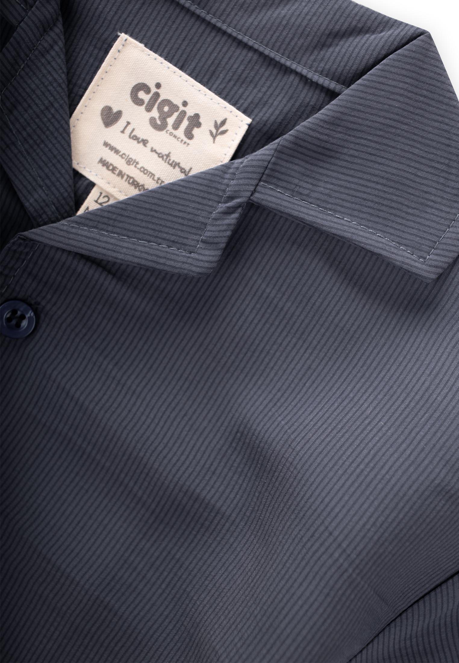 CigitHawai Çizgili Modal Gömlek 1-8 Yaş ANTRASİT