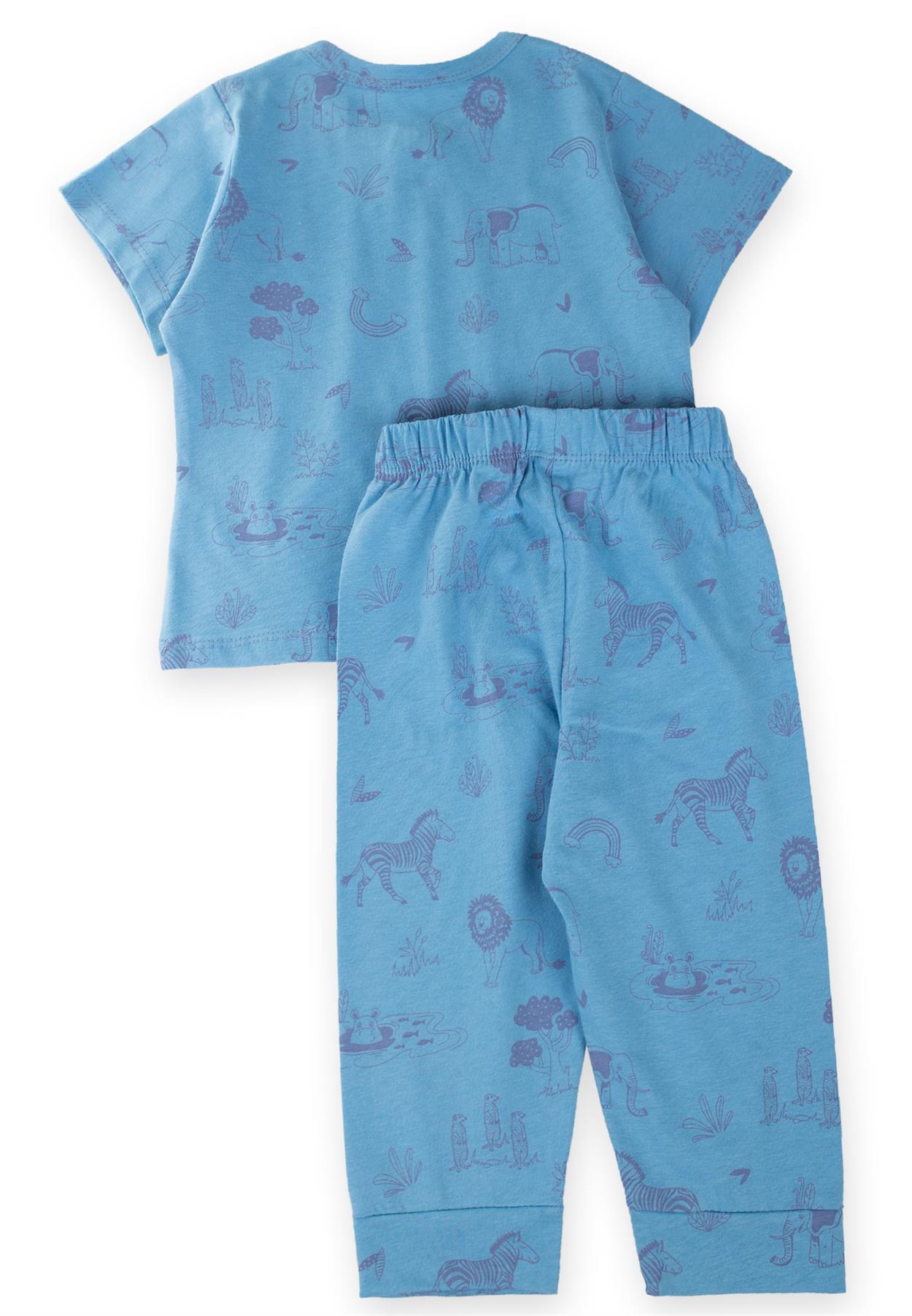 CigitHayvan Baskılı Pijama Takım 1-5 Yaş Mavi