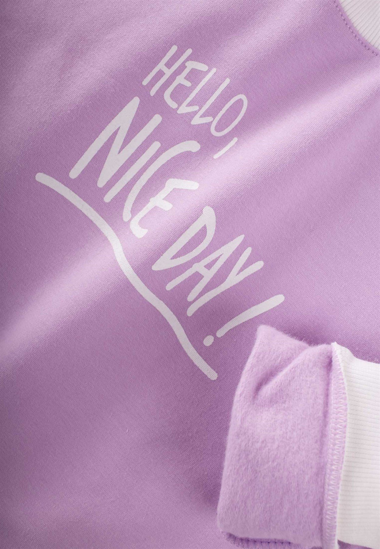 81051 - 5059Hello Nıce Day Baskılı Oversize Sweatshirt 2-7 Yaş Lila -  Yeni SezonCigitHello Nıce Day Baskılı Oversize Sweatshirt 2-7 Yaş Lila