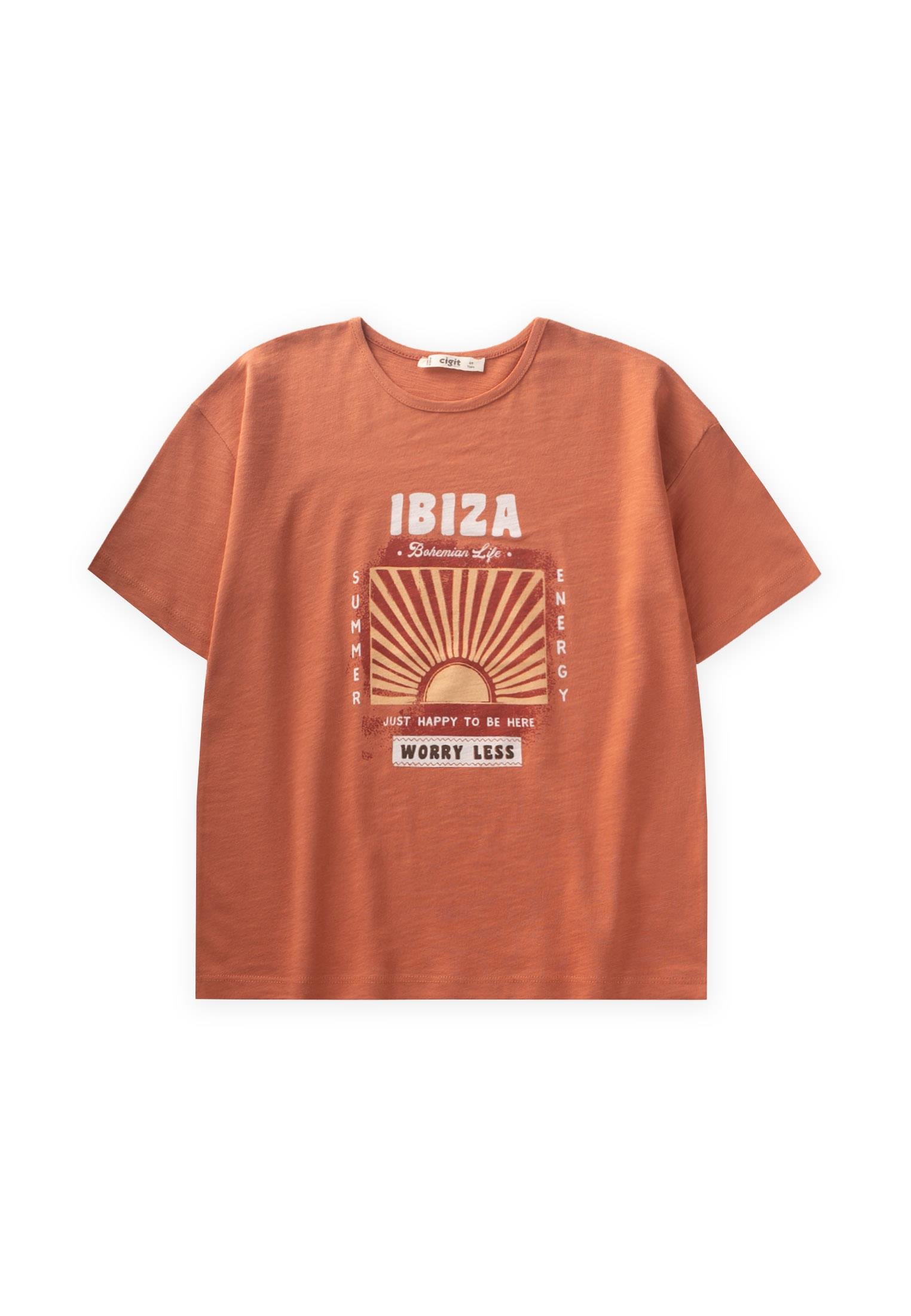 Cigitİbiza Baskılı T-Shırt 8-12 Yaş ORANJ