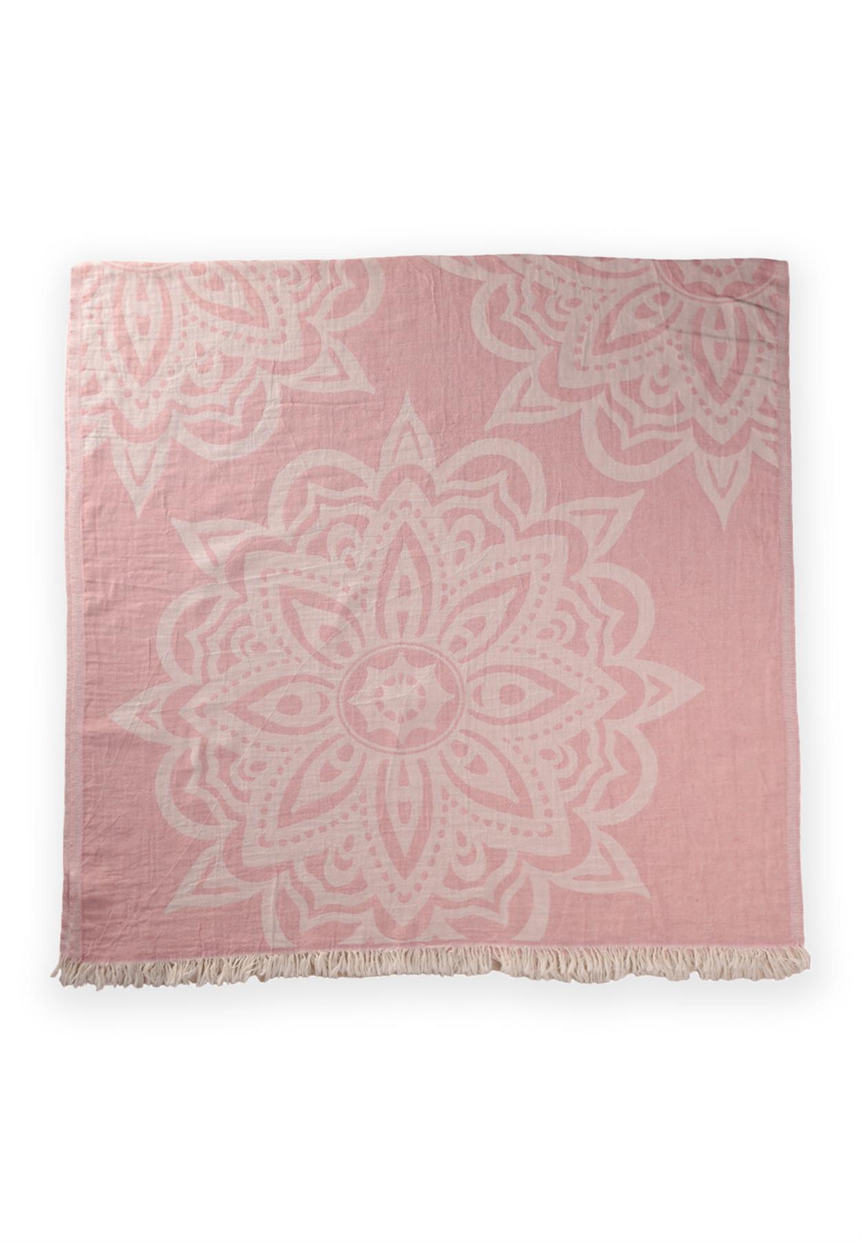 CigitJakarlı Peştemal Havlu Mondela Desen (Yıkanmıştır) 90X180Cm Pembe