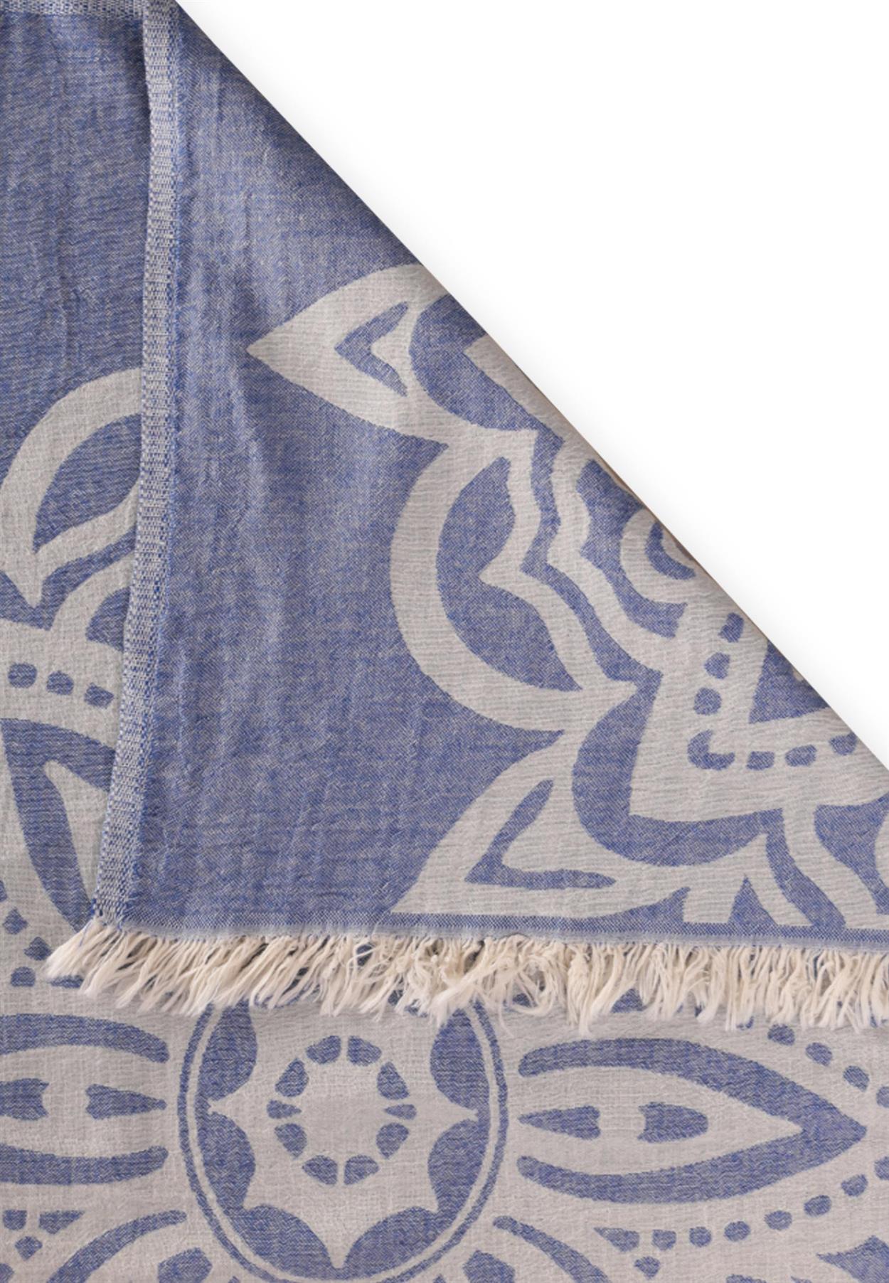 CigitJakarlı Peştemal Havlu Mondela Desen (Yıkanmıştır) 90X180Cm Mavi