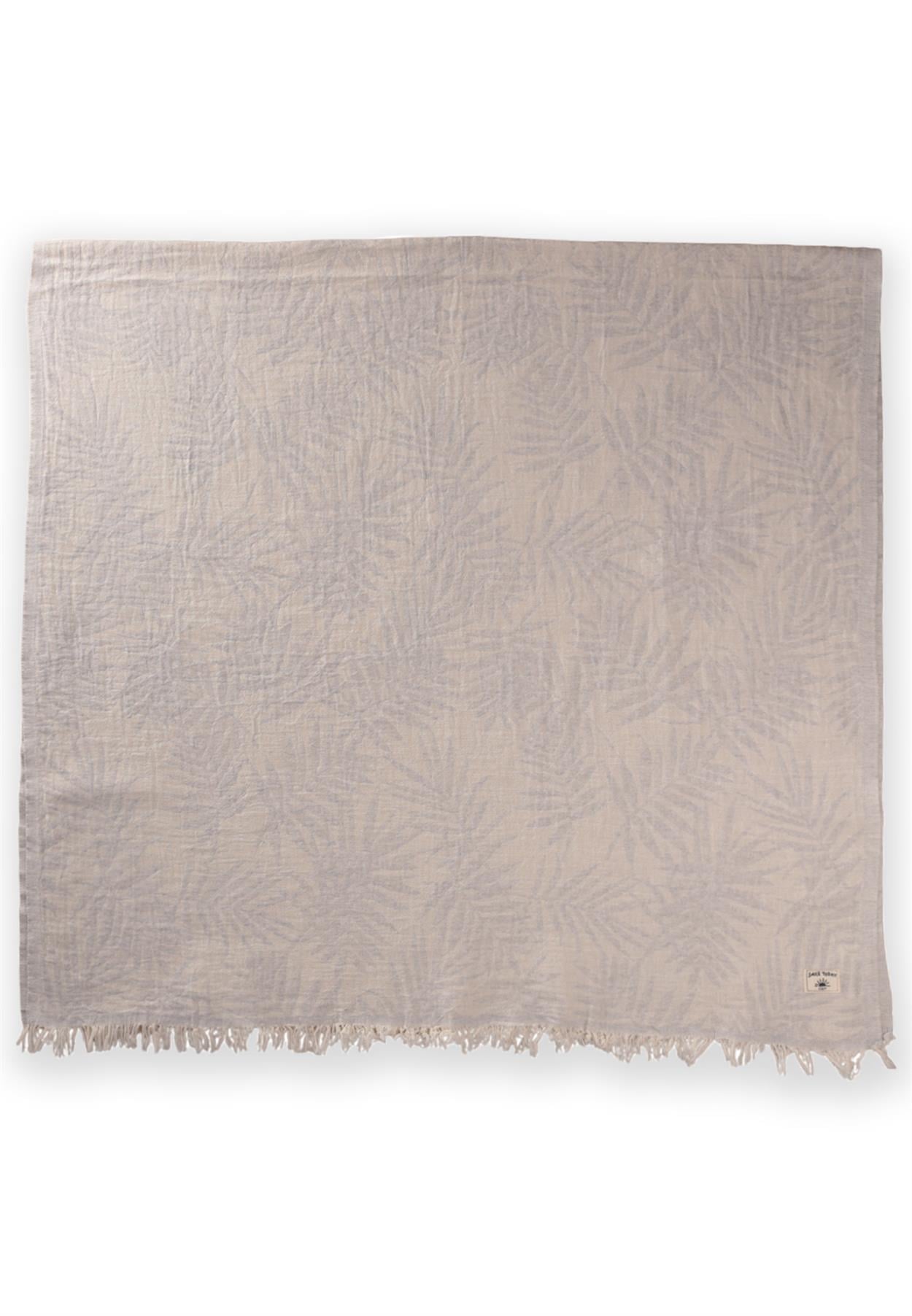 CigitJakarlı Peştemal Havlu Palmiye Desen (Yıkanmıştır) 90X180 Cm Gri
