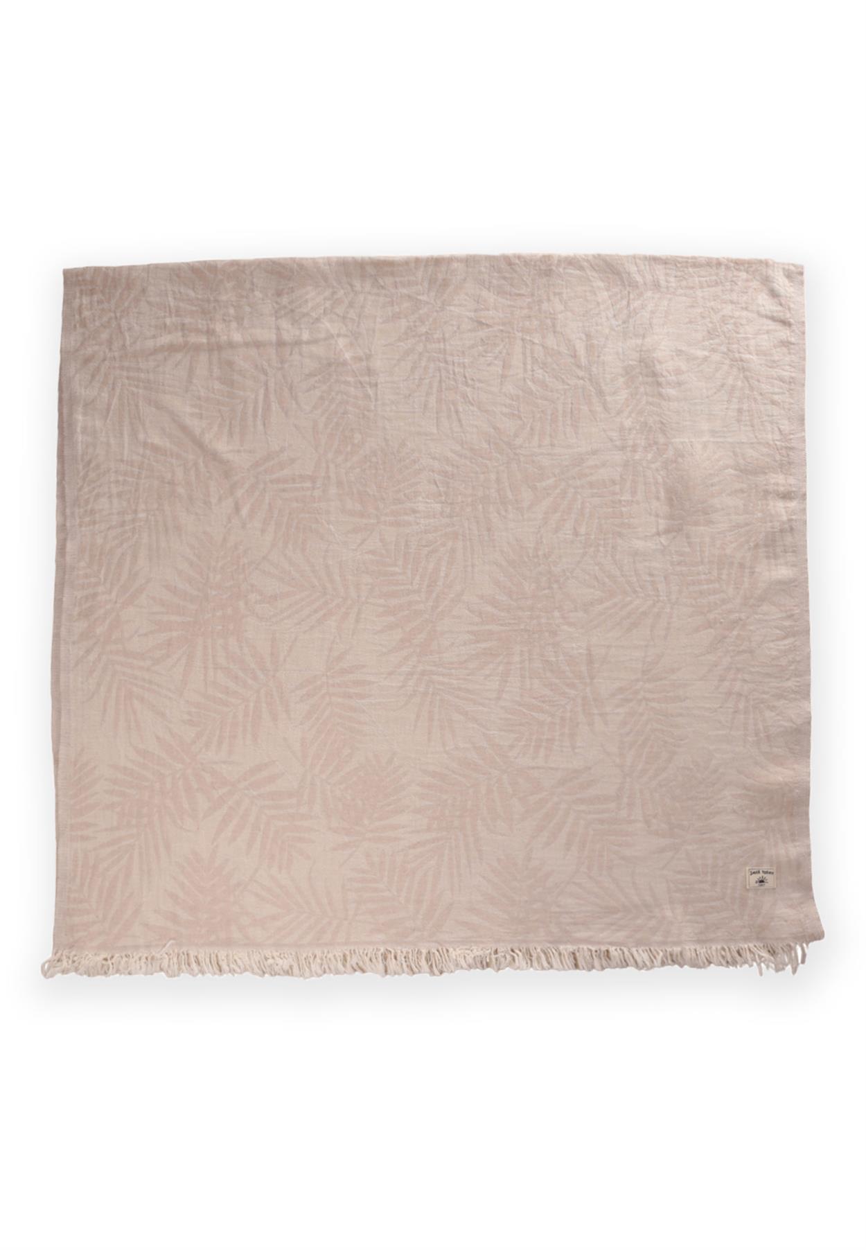 CigitJakarlı Peştemal Havlu Palmiye Desen (Yıkanmıştır) 90X180 Cm Bej