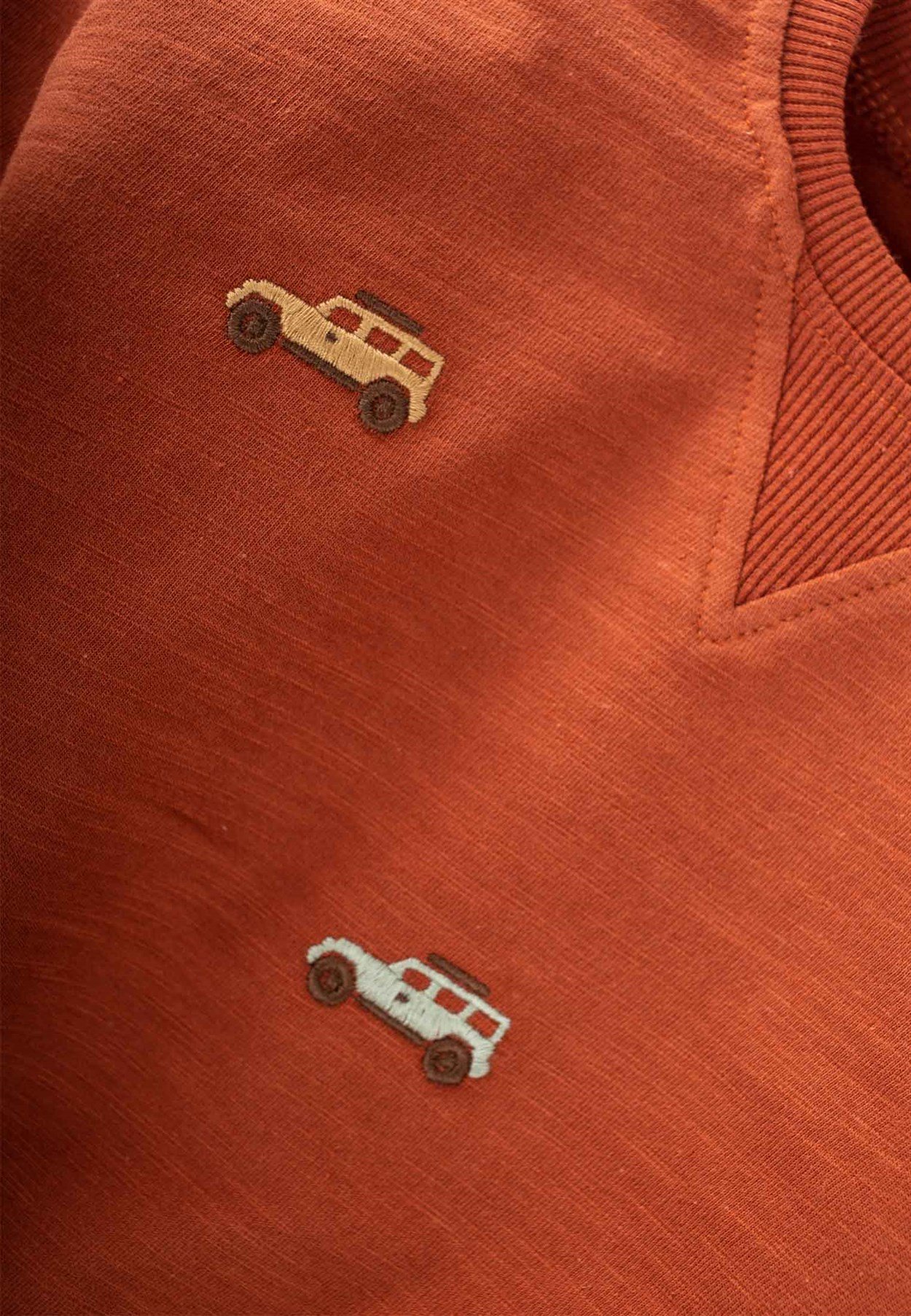 CigitJeep Nakışlı V Yaka Detaylı Sweatshirt 1-6 Yaş Kiremit