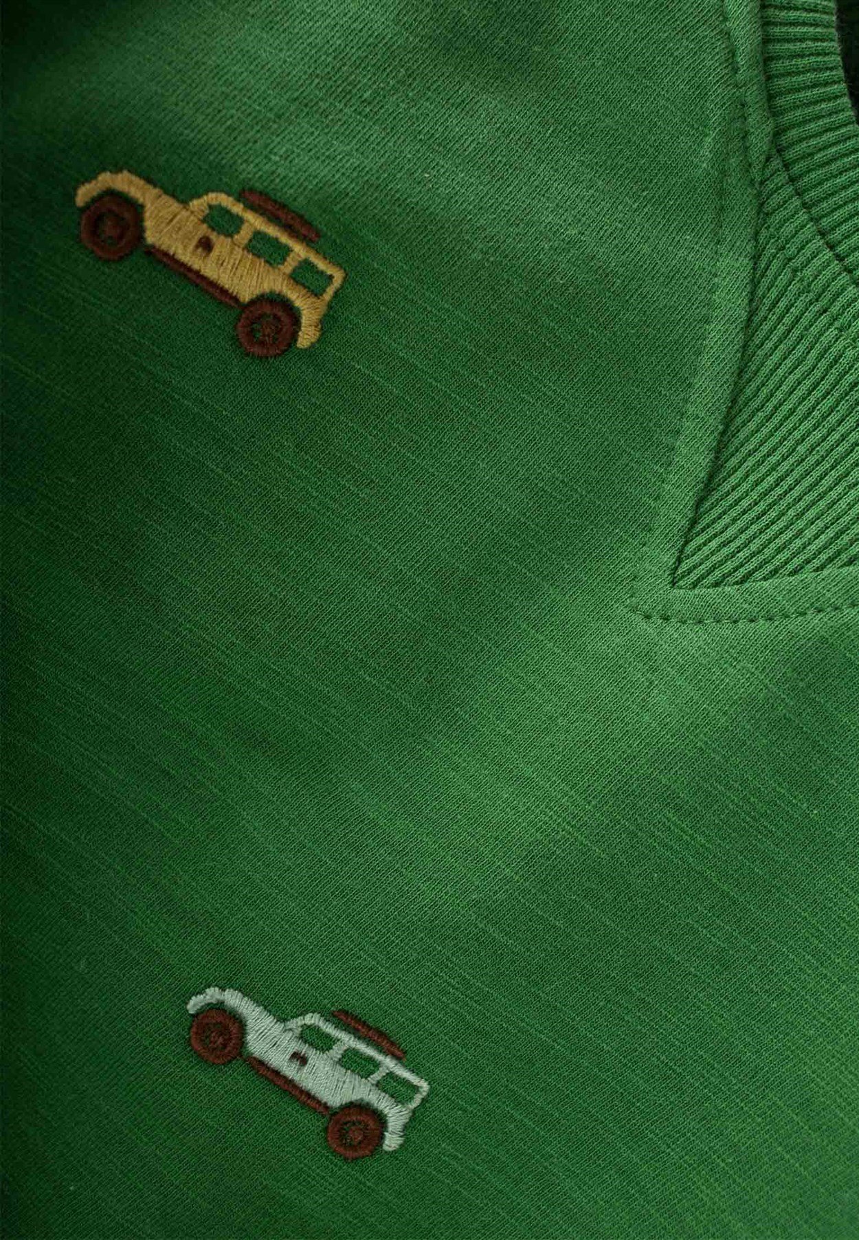 CigitJeep Nakışlı V Yaka Detaylı Sweatshirt 1-6 Yaş Yağ Yeşili