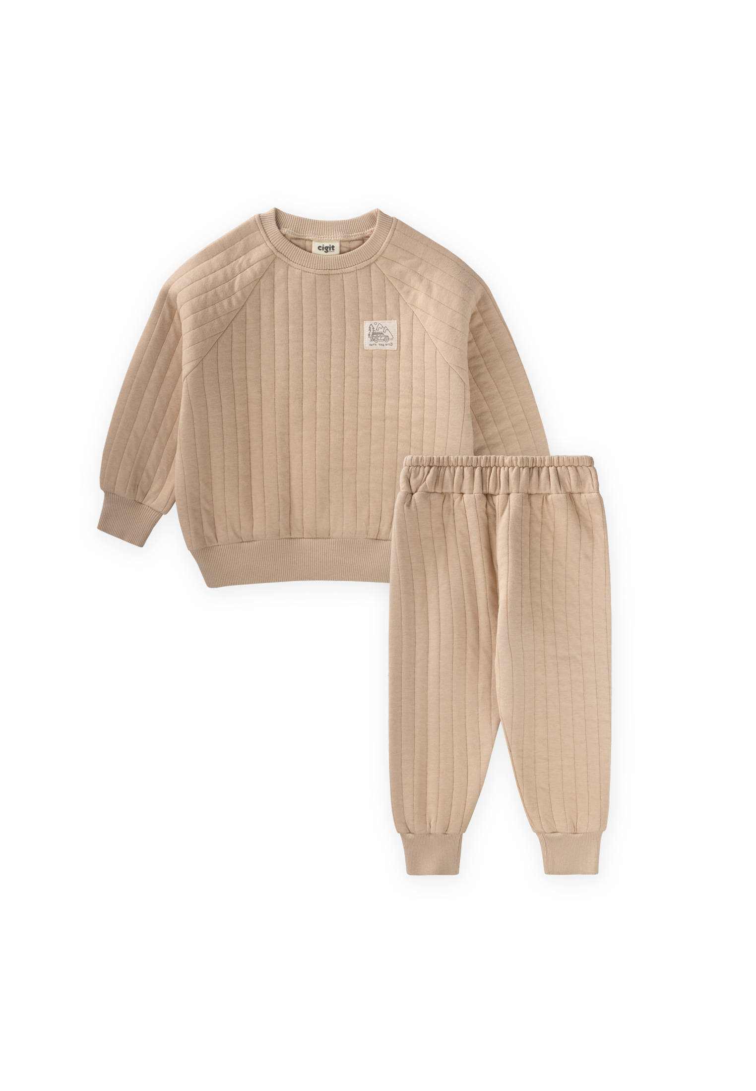 CigitKapitone Sweatshirt Takım 1-7 Yaş Bej