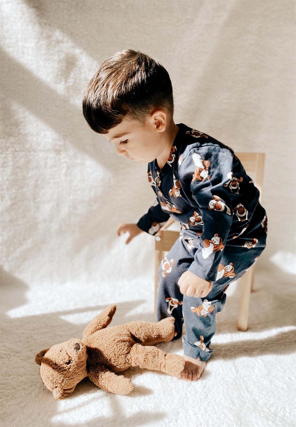 CigitKaplan Desenli Patlı Pijama Takım 2-7 Yaş Lacivert desenli