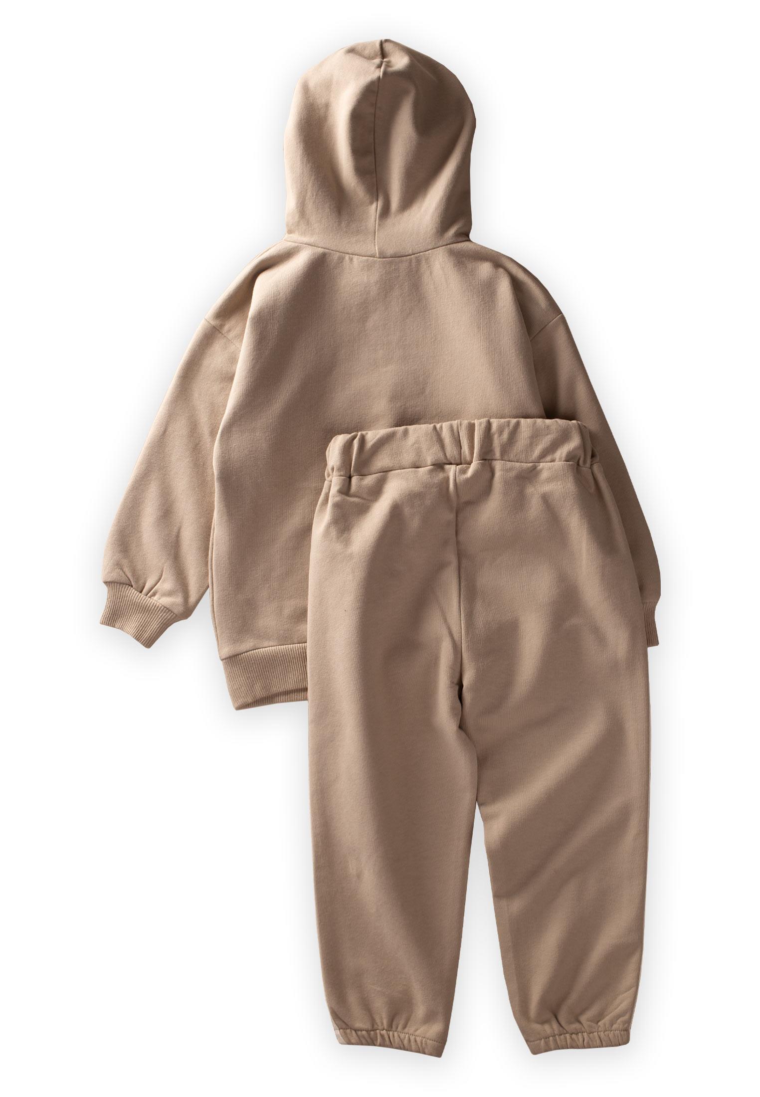CigitKapşonlu Asimetrik Cepli Sweatshirt Takım 2-10 Yaş Vizon